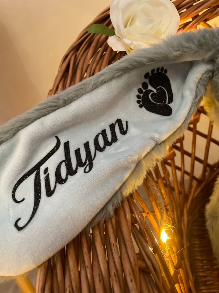 Doudou lapin vert personnalisé