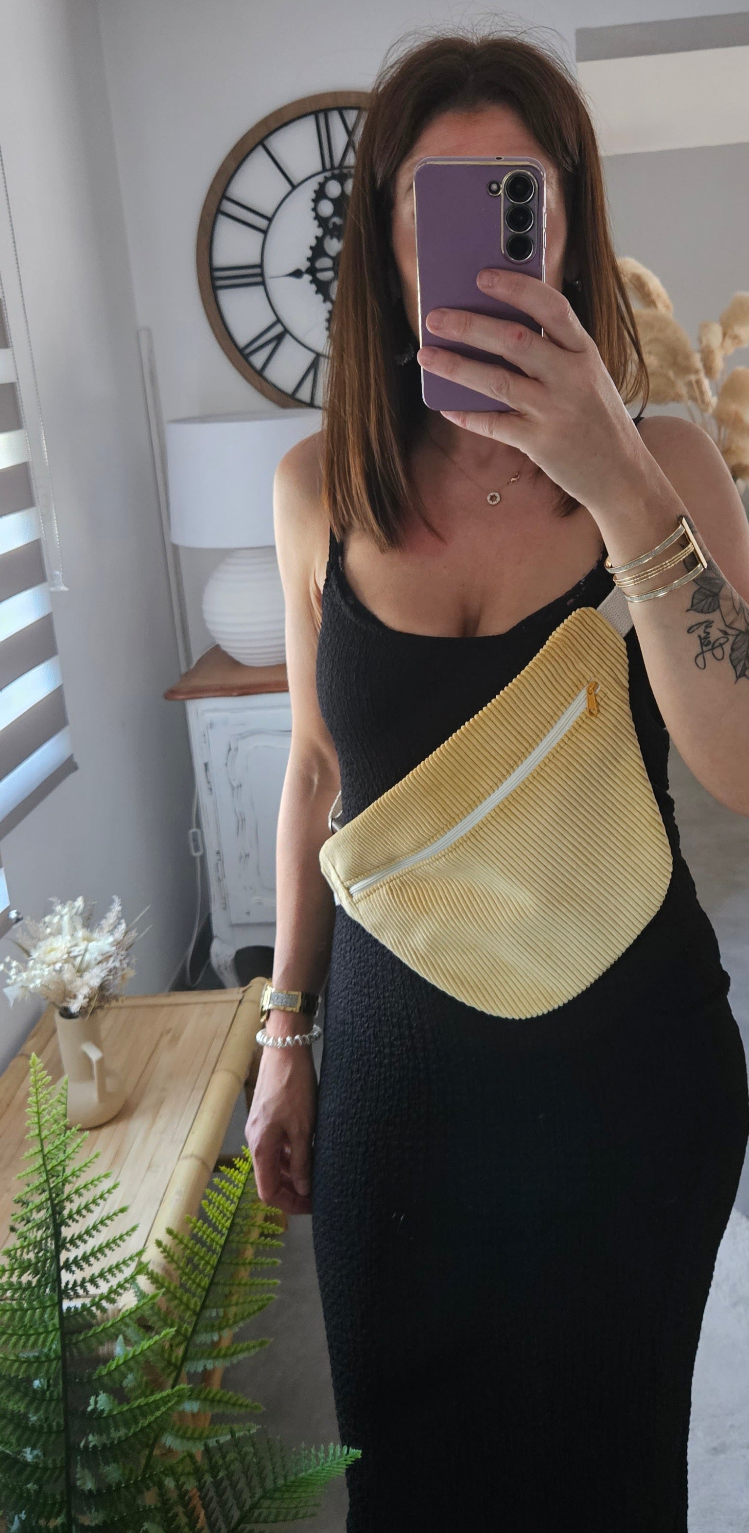 Sac banane velours côtelé