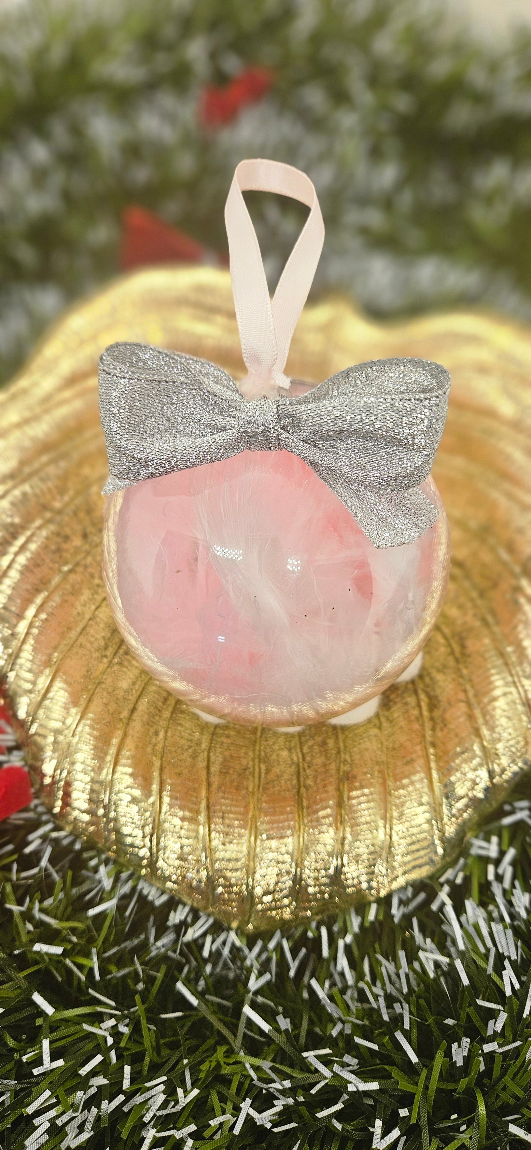 Boule plume rose