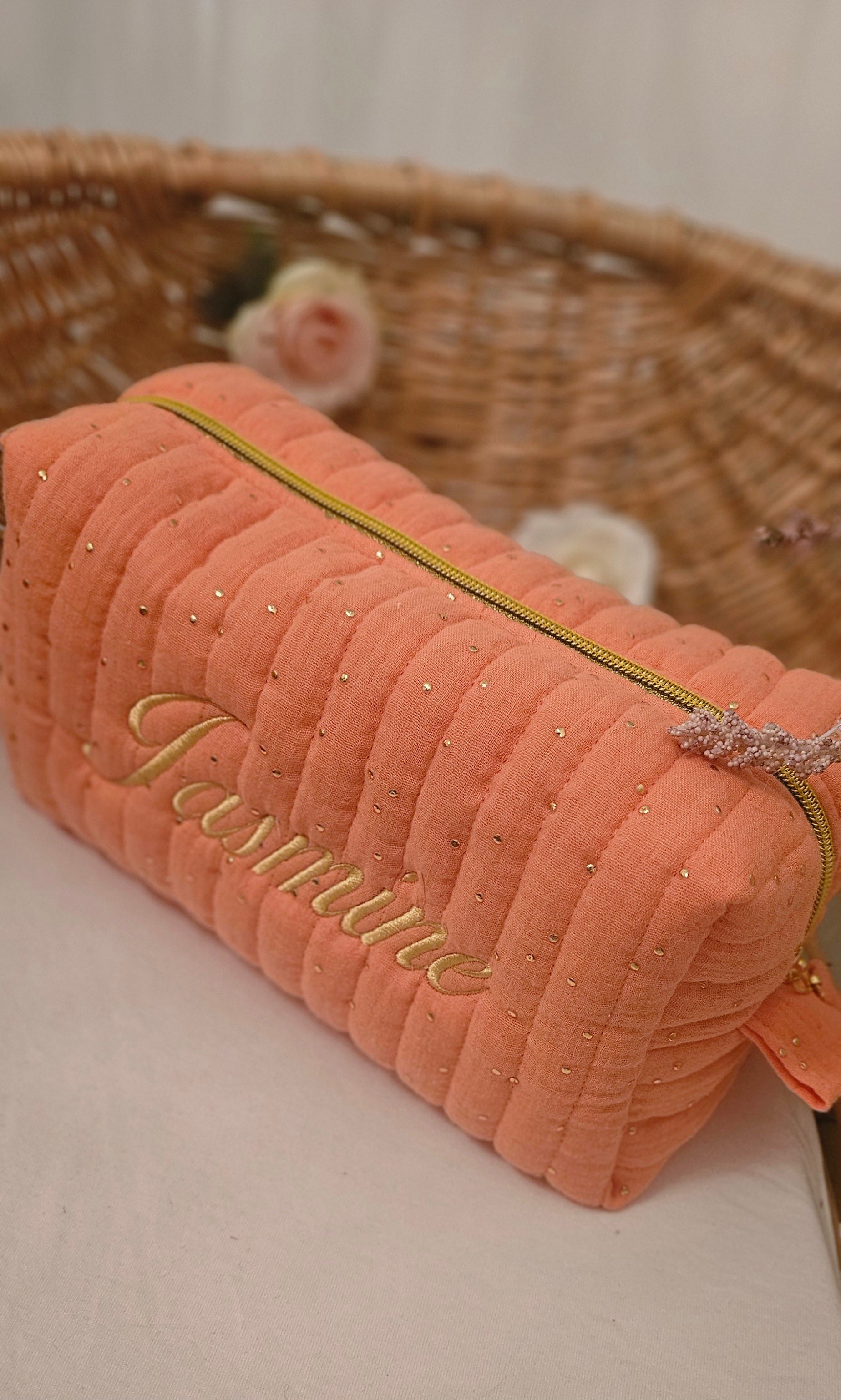 Trousse matelassée couleur Papaye