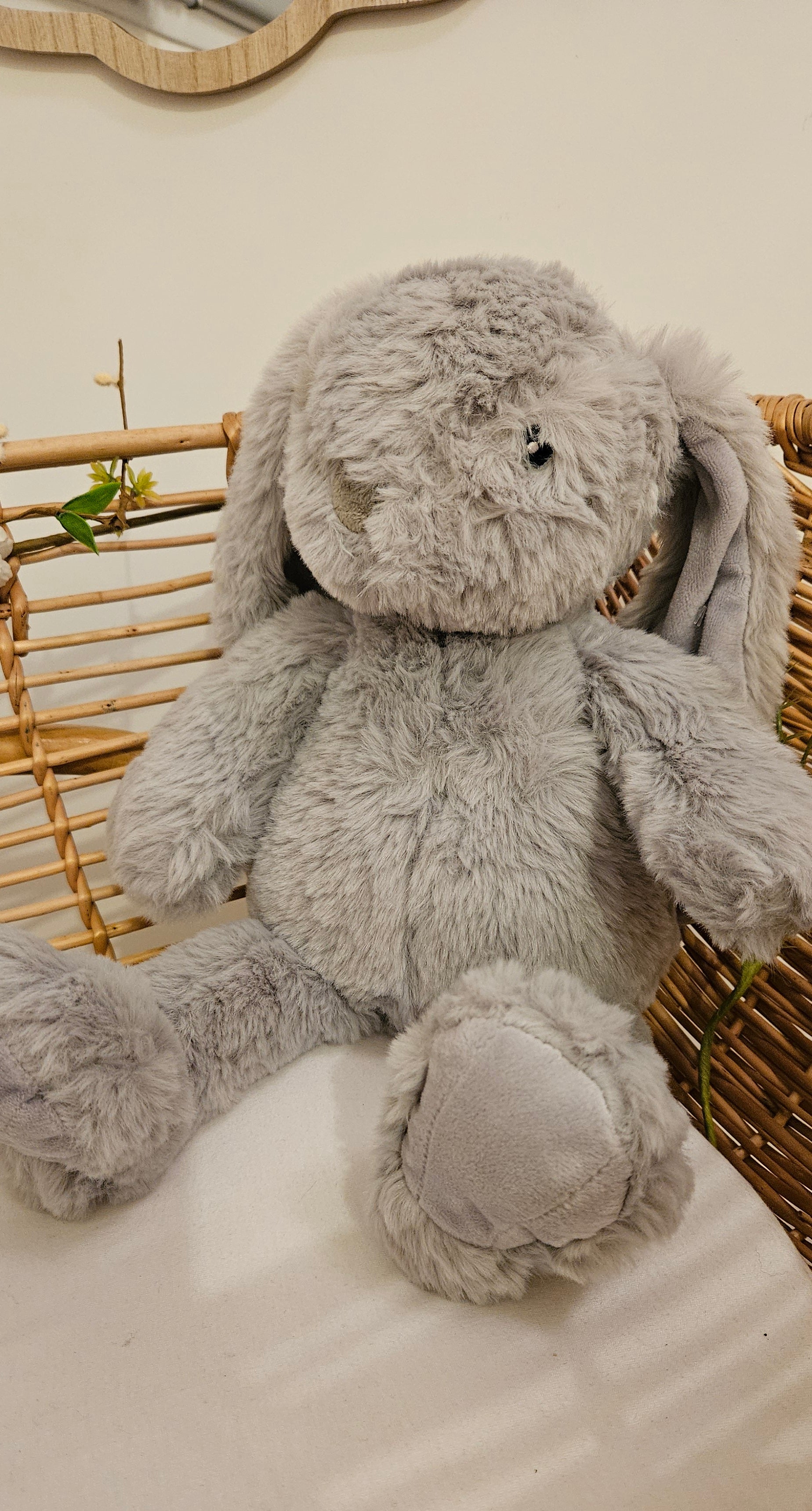 Doudou lapin gris personnalisé