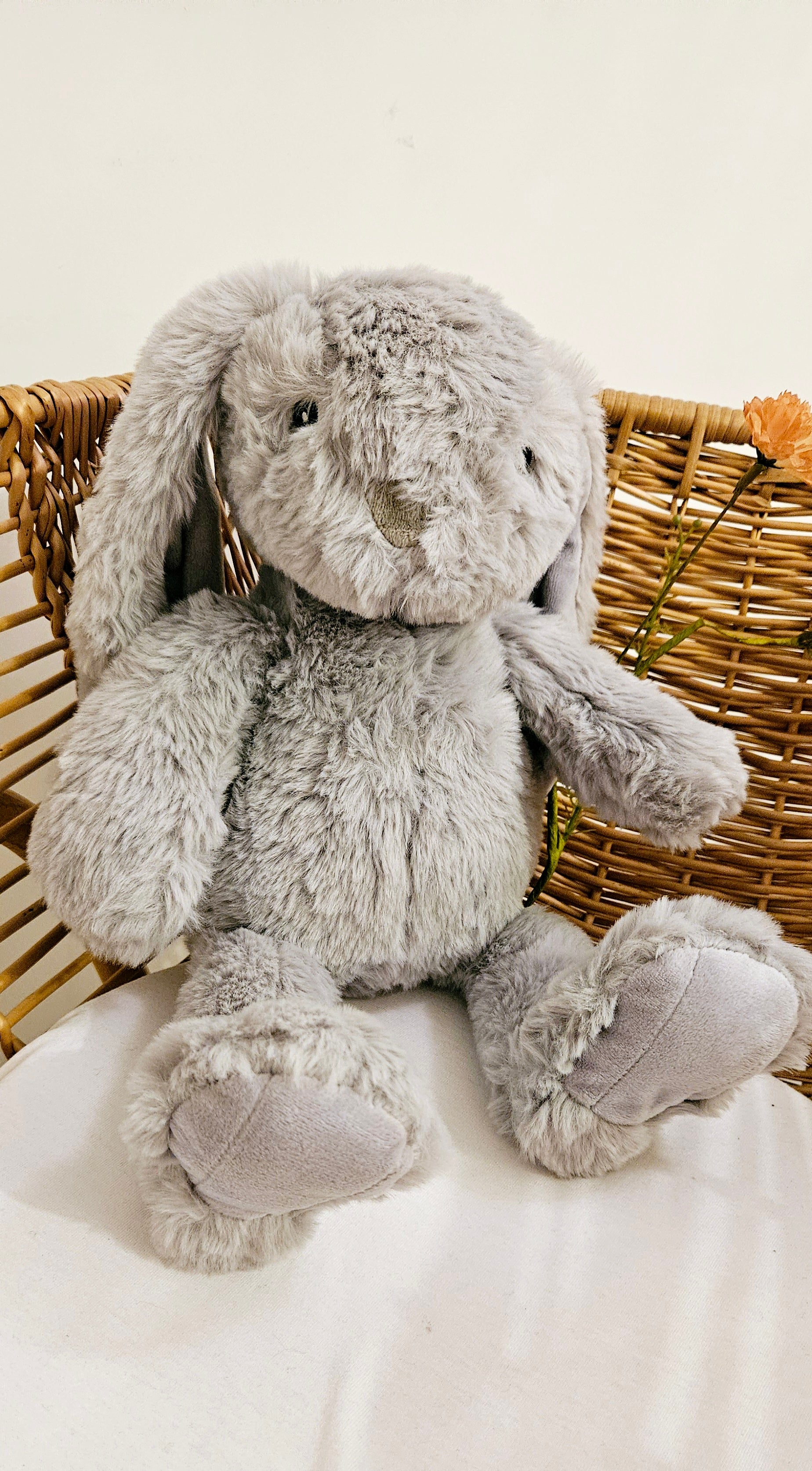 Doudou lapin gris personnalisé