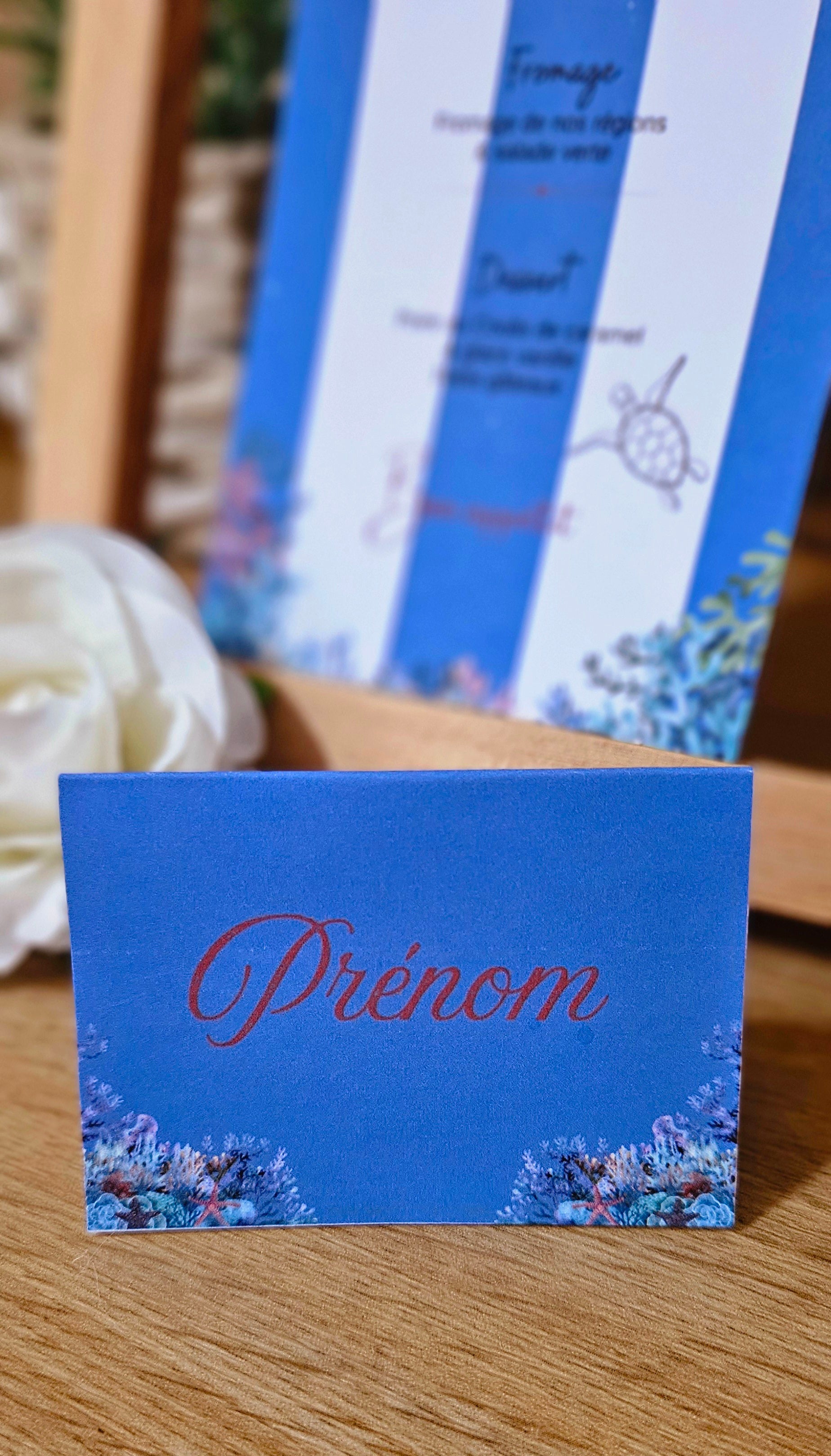 đ Menu de table personnalisĂ© â ThĂšme marin & ocĂ©an | 21 x 10 cm