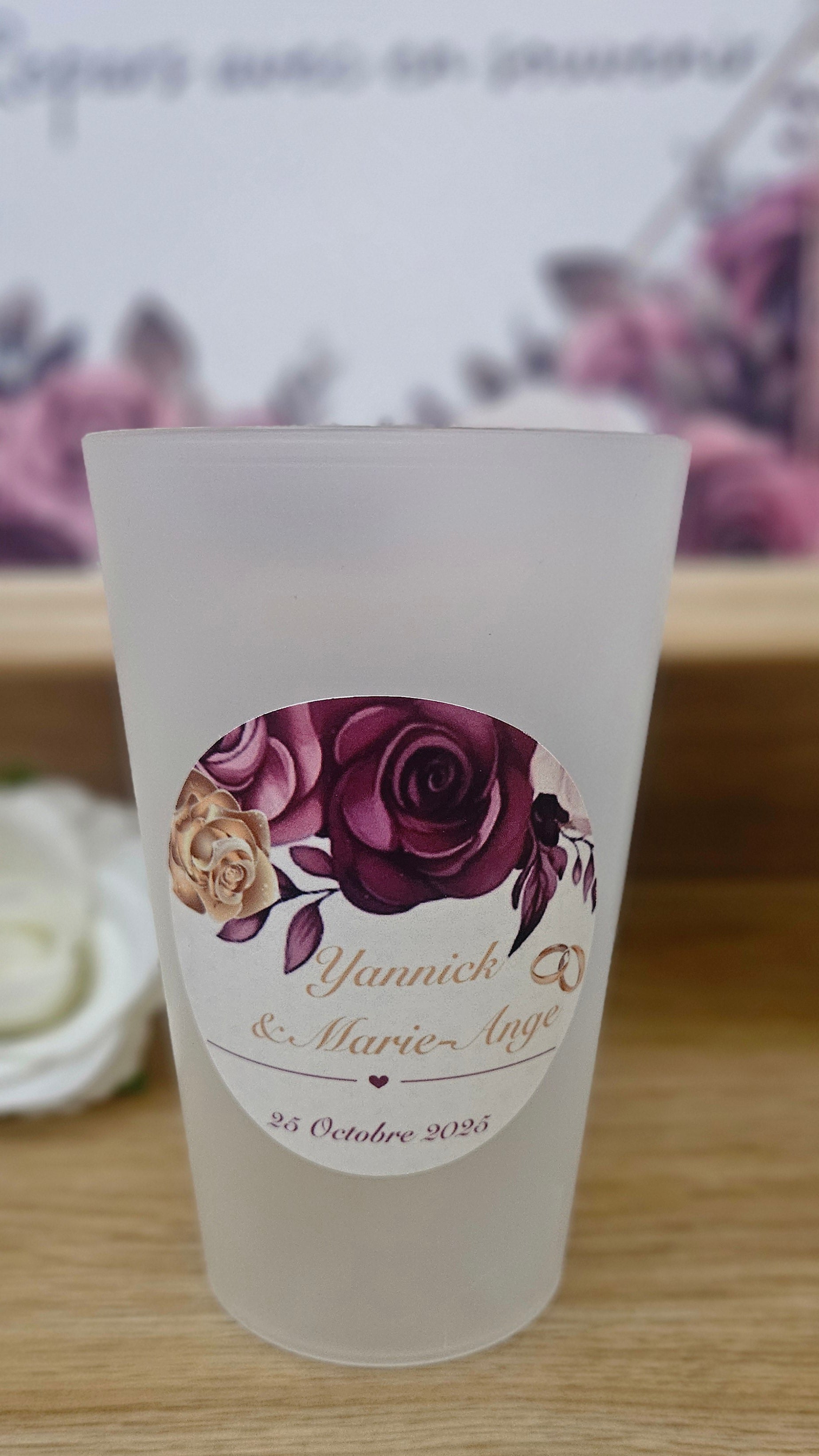 Gobelet mariage â Motif fleuri & romantique đčâš