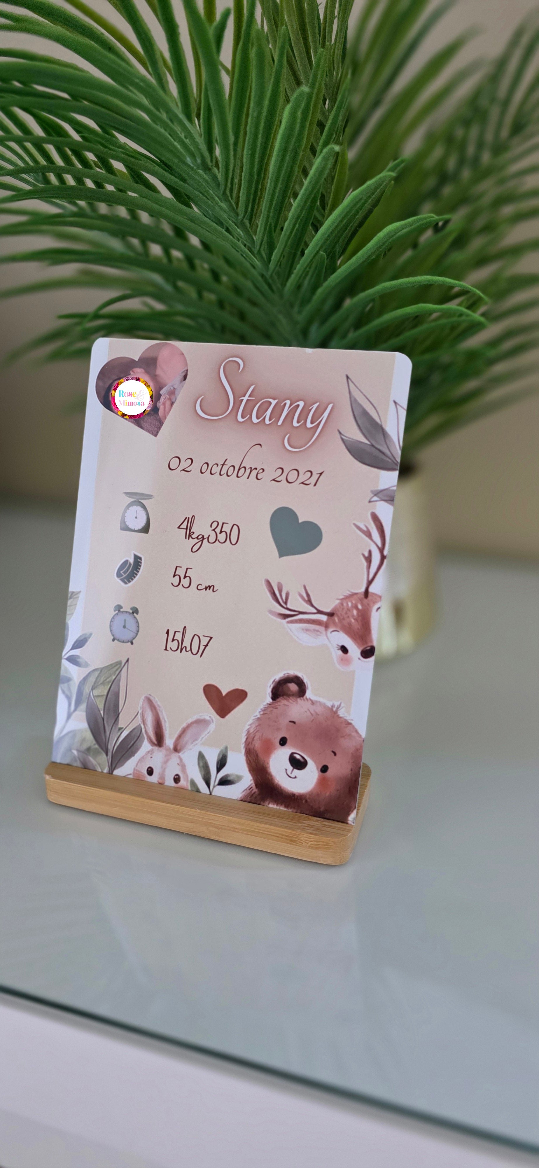 🖼️ Plaque Photo Personnalisée en Métal – 13x18 cm ✨ NAISSANCE