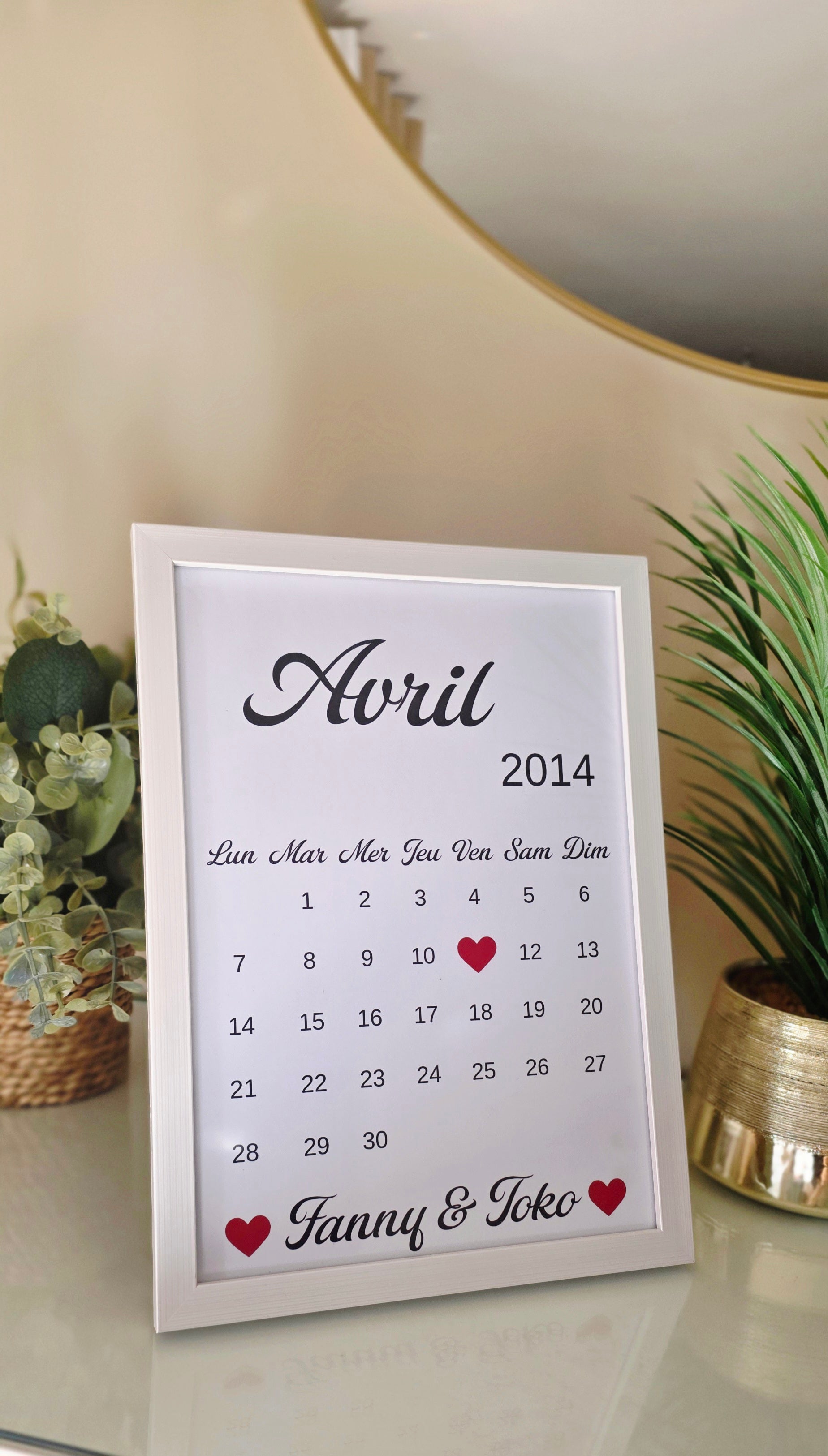 ❤️ Cadre calendrier personnalisé – Date de rencontre