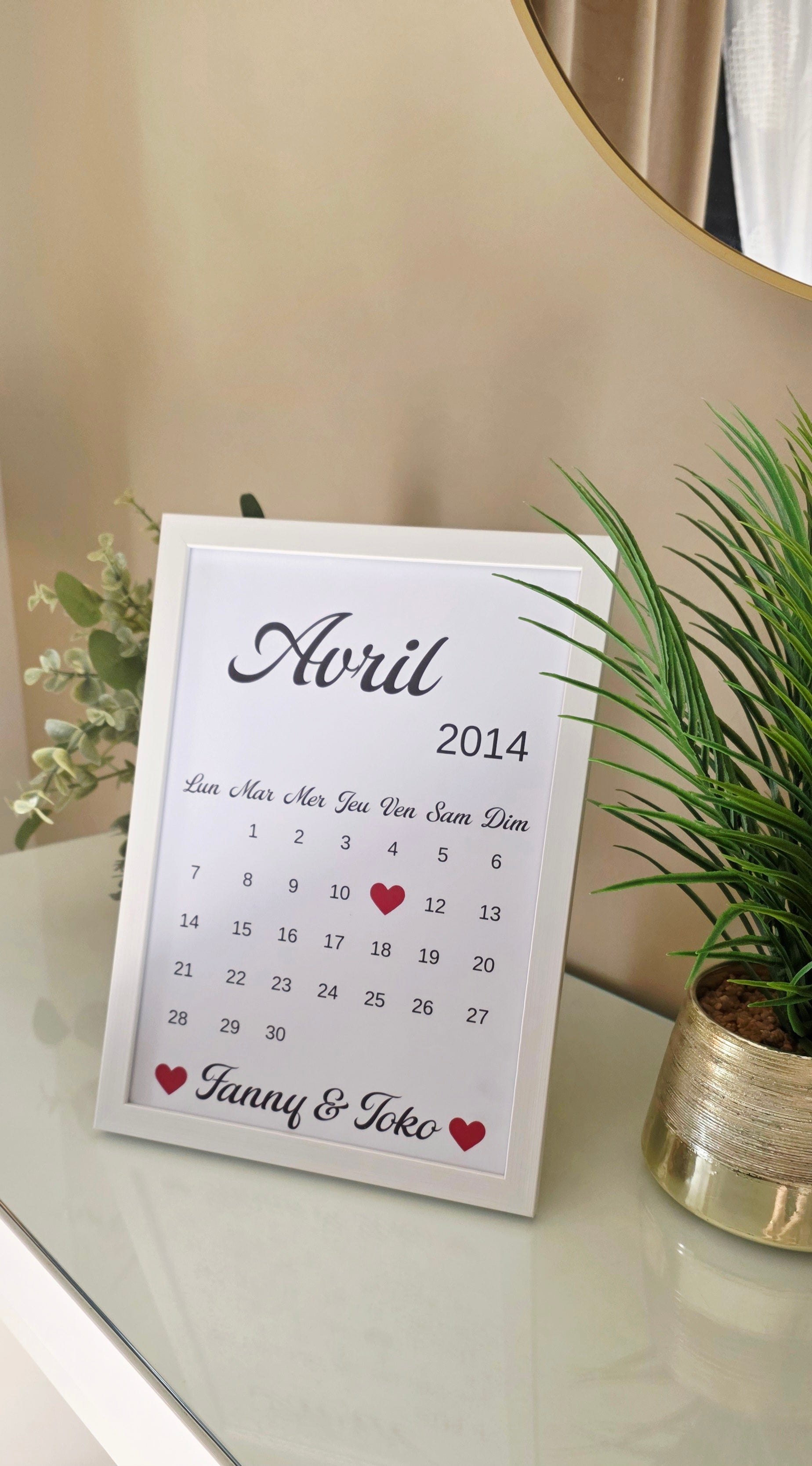 ❤️ Cadre calendrier personnalisé – Date de rencontre