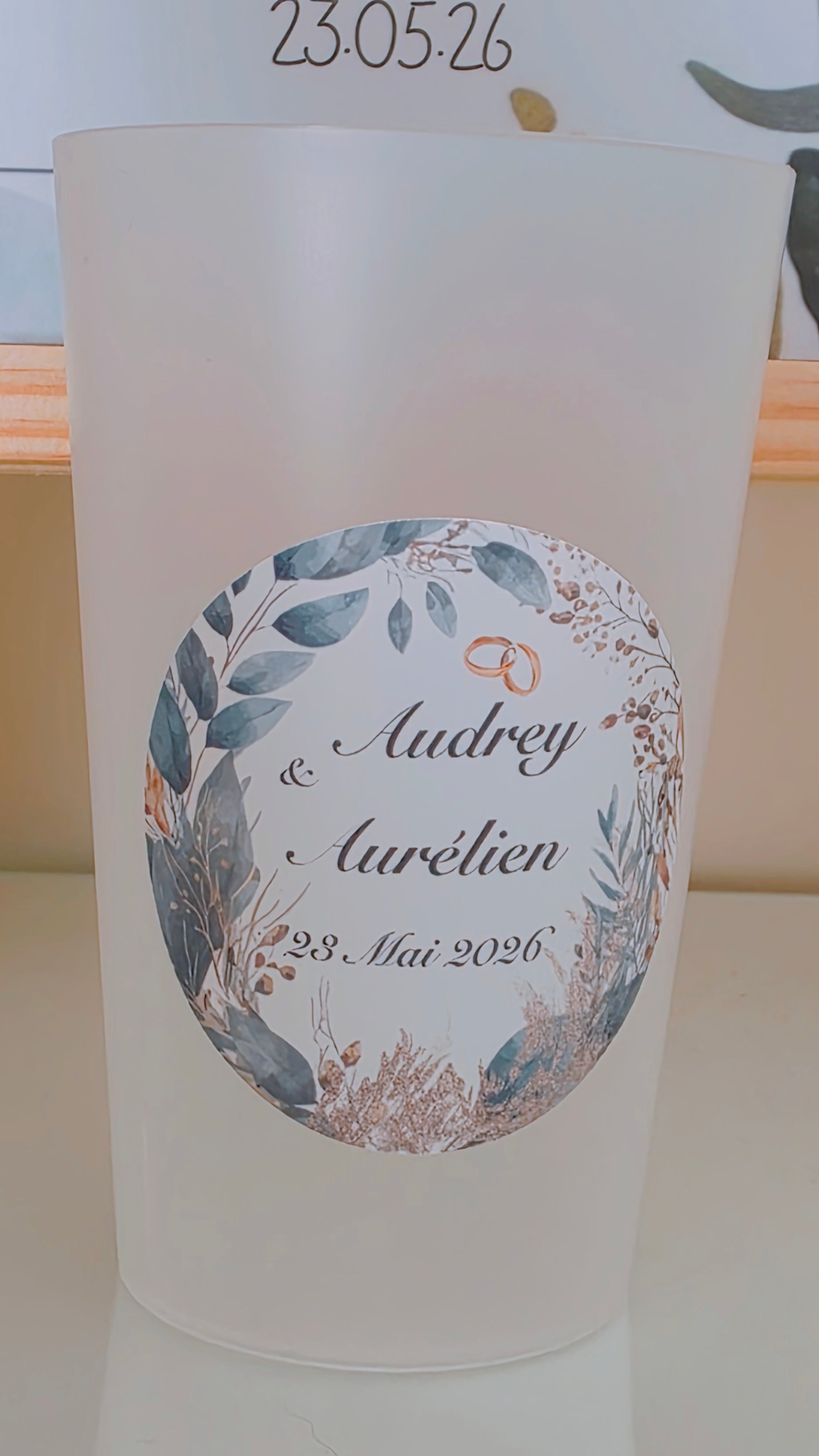 đż Gobelet rĂ©utilisable personnalisĂ© mariage â Eucalyptus & vert sauge