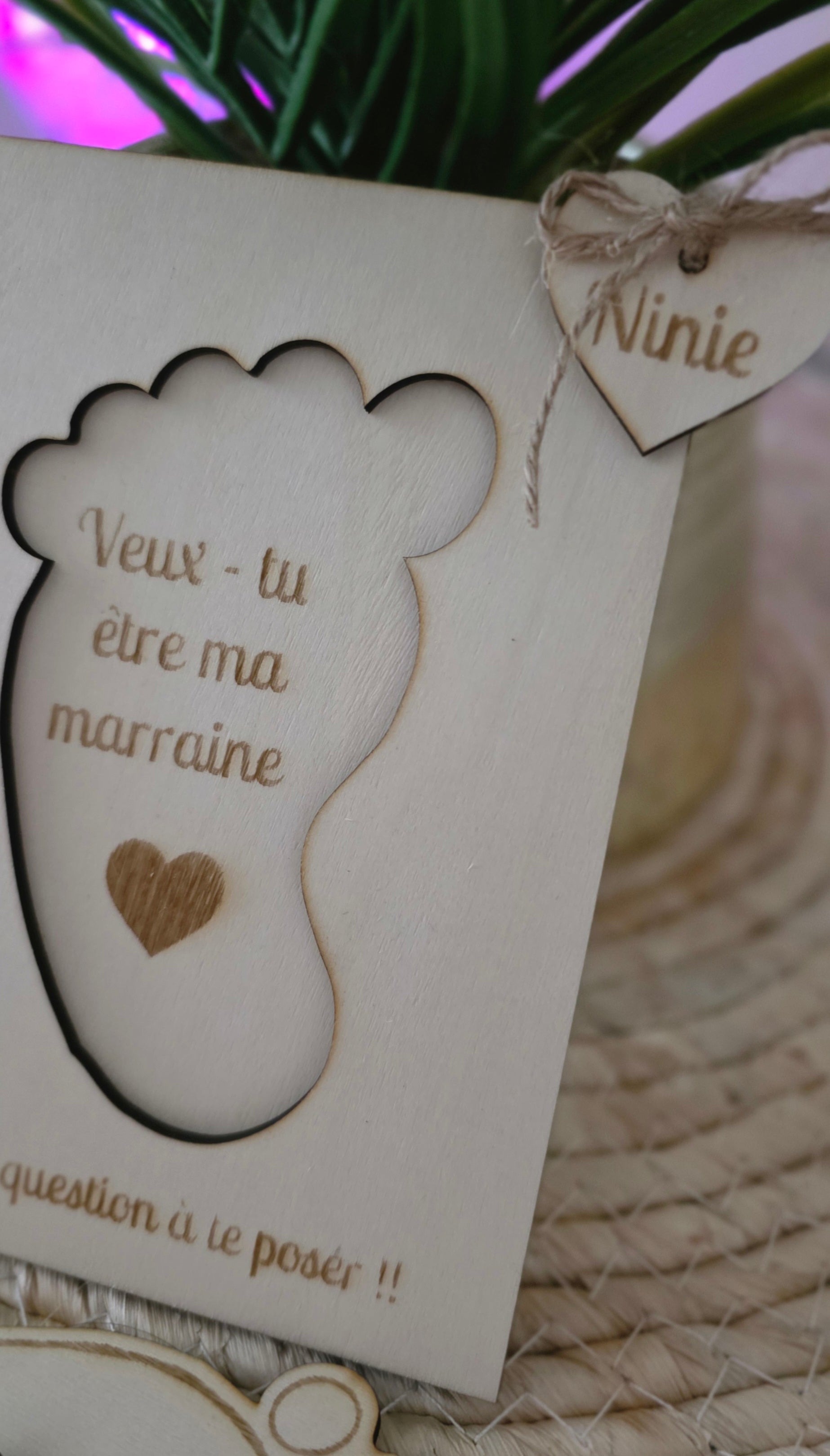 đ Carte en bois personnalisĂ©e â Demande marraine đŁ