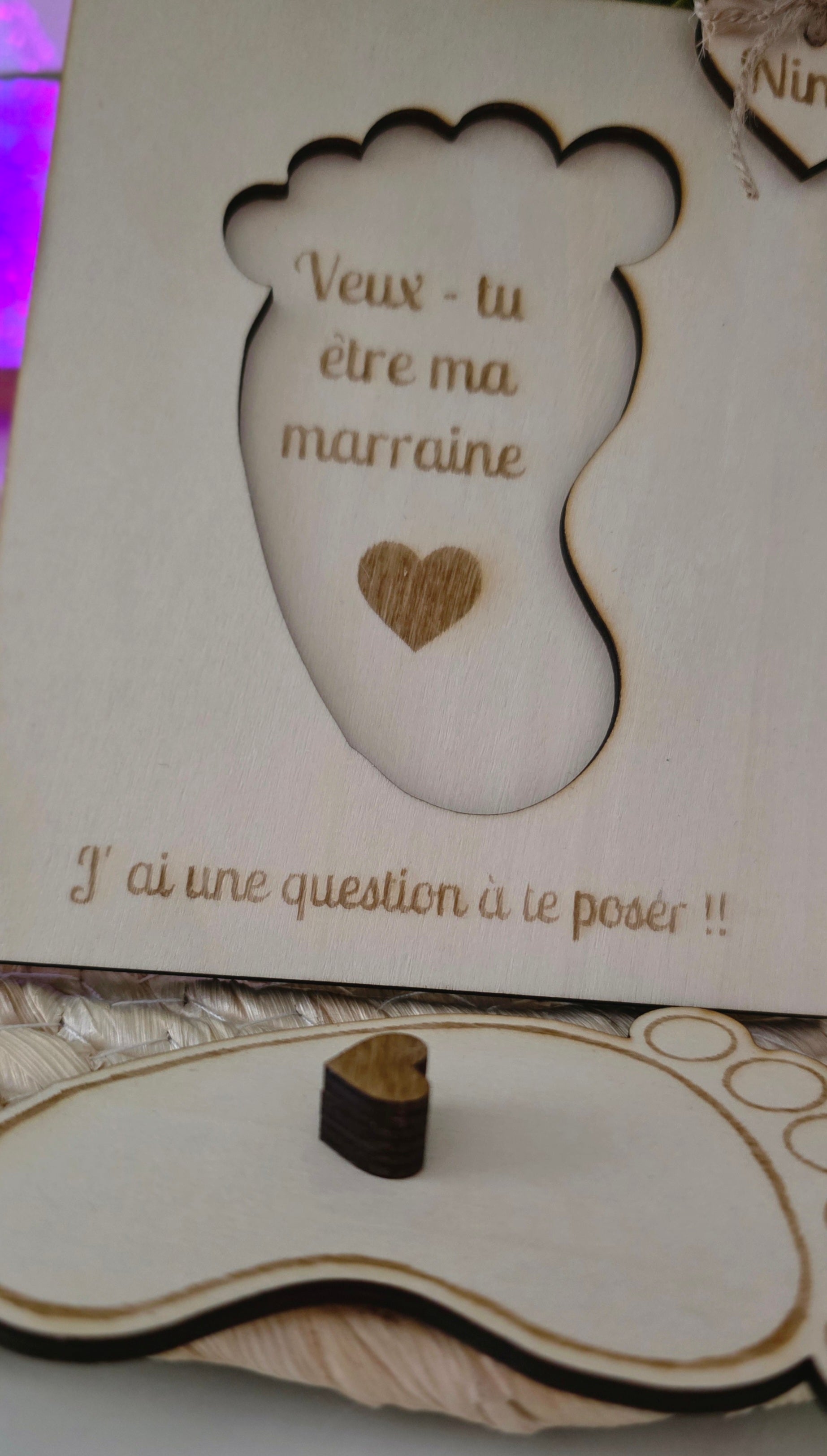 đ Carte en bois personnalisĂ©e â Demande marraine đŁ