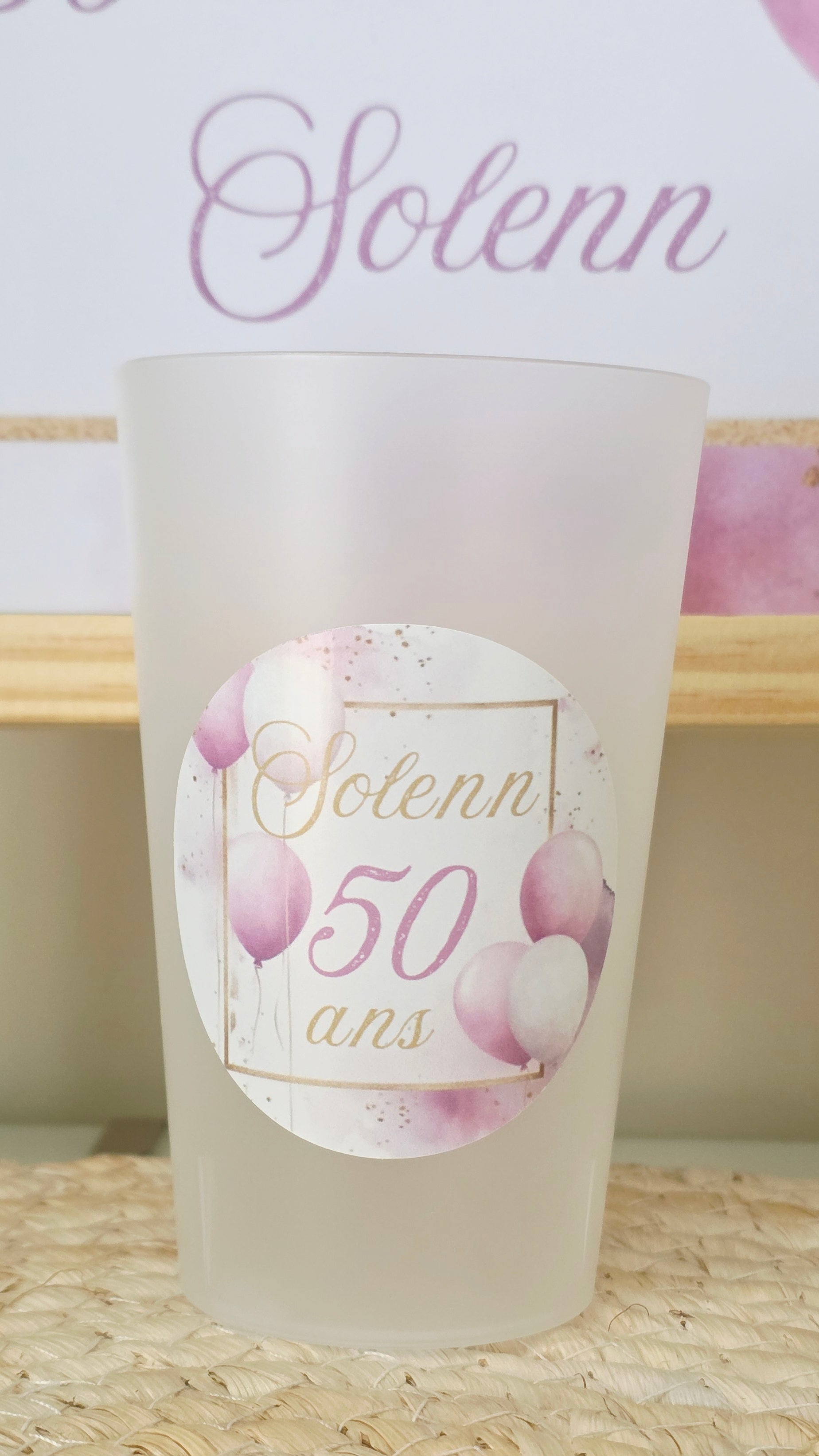 đ Gobelet anniversaire personnalisĂ© â 50 ans rose & dorĂ©