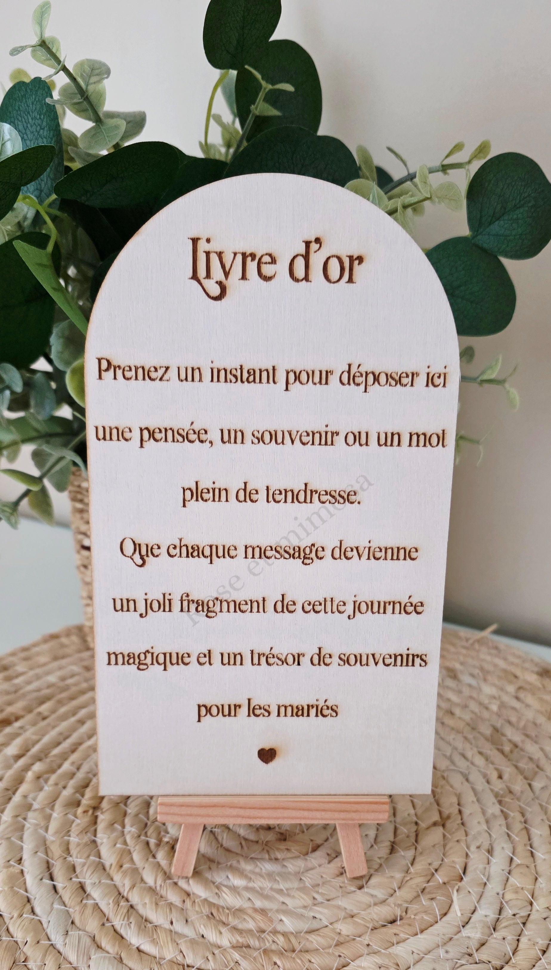 Livre d’or mariage personnalisé fleurs roses – Livre d’or mariage bois A4