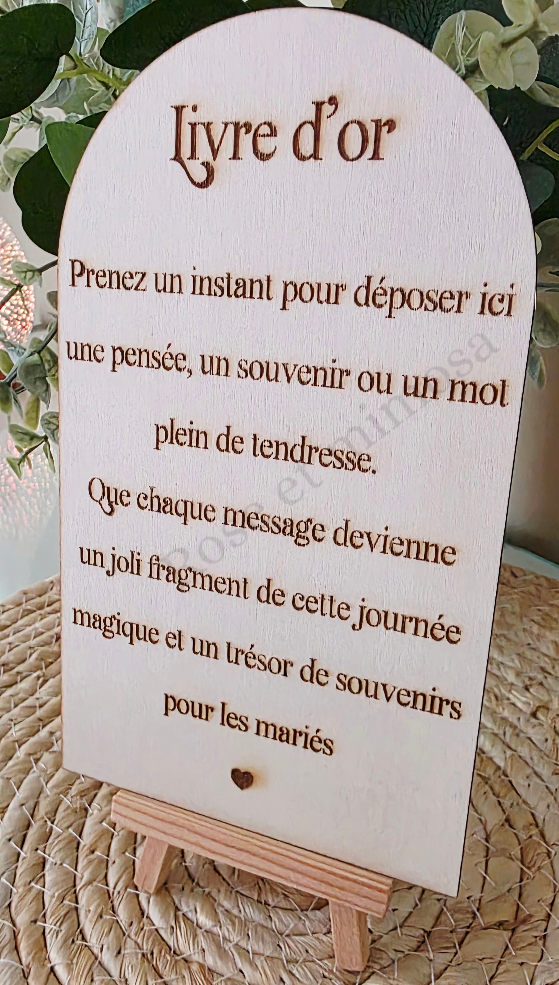 ✨ Petite pancarte en bois gravée pour livre d’or ✨