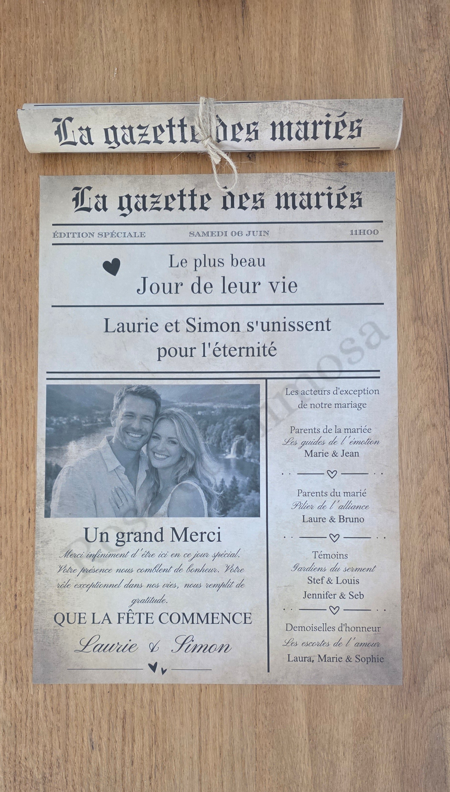 Gazette des mariés personnalisée – Journal souvenir mariage
