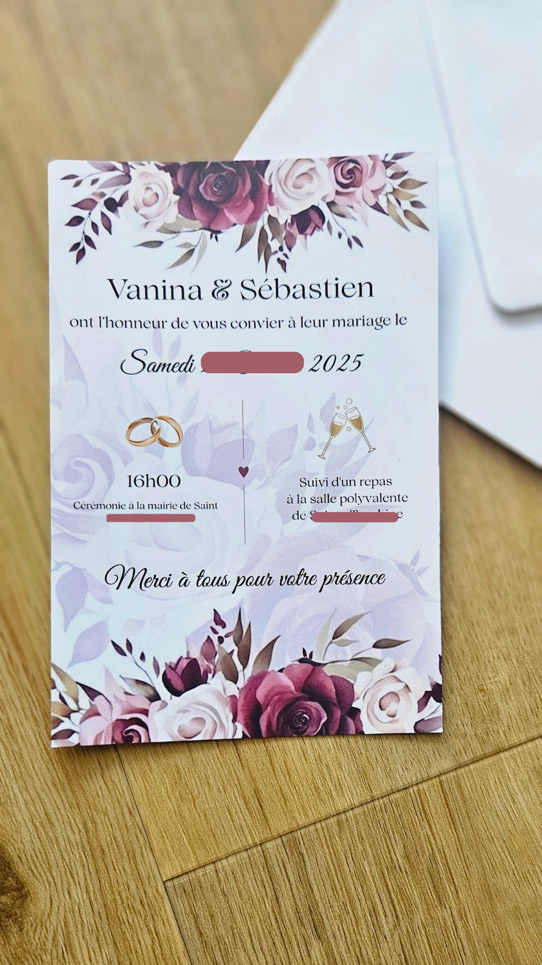 đ Faire-part de mariage floral romantique