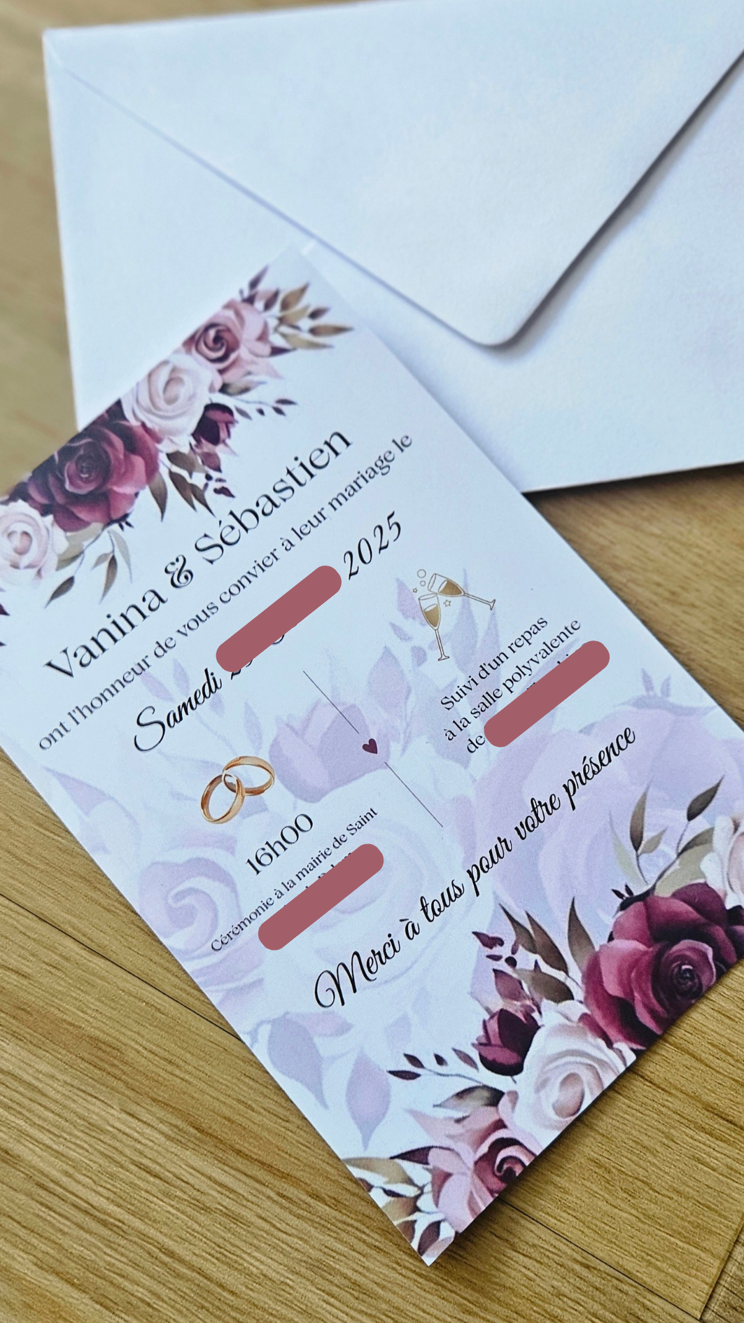 đ Faire-part de mariage floral romantique
