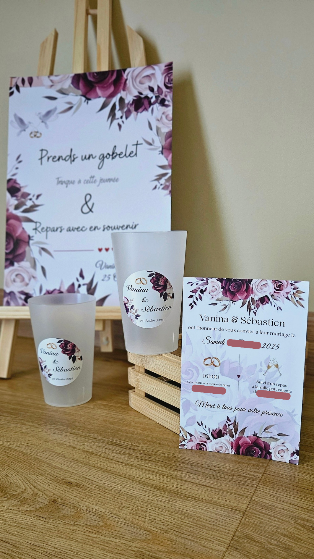 đ Faire-part de mariage floral romantique