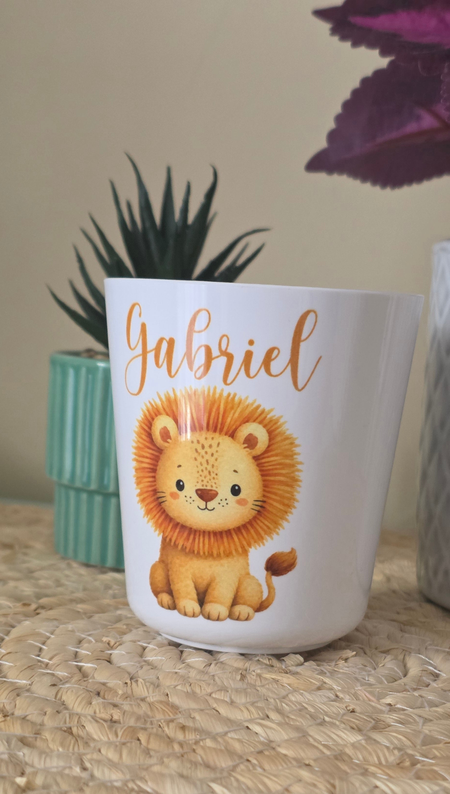 🦁 Gobelet personnalisé Lion avec prénom – 25 cl