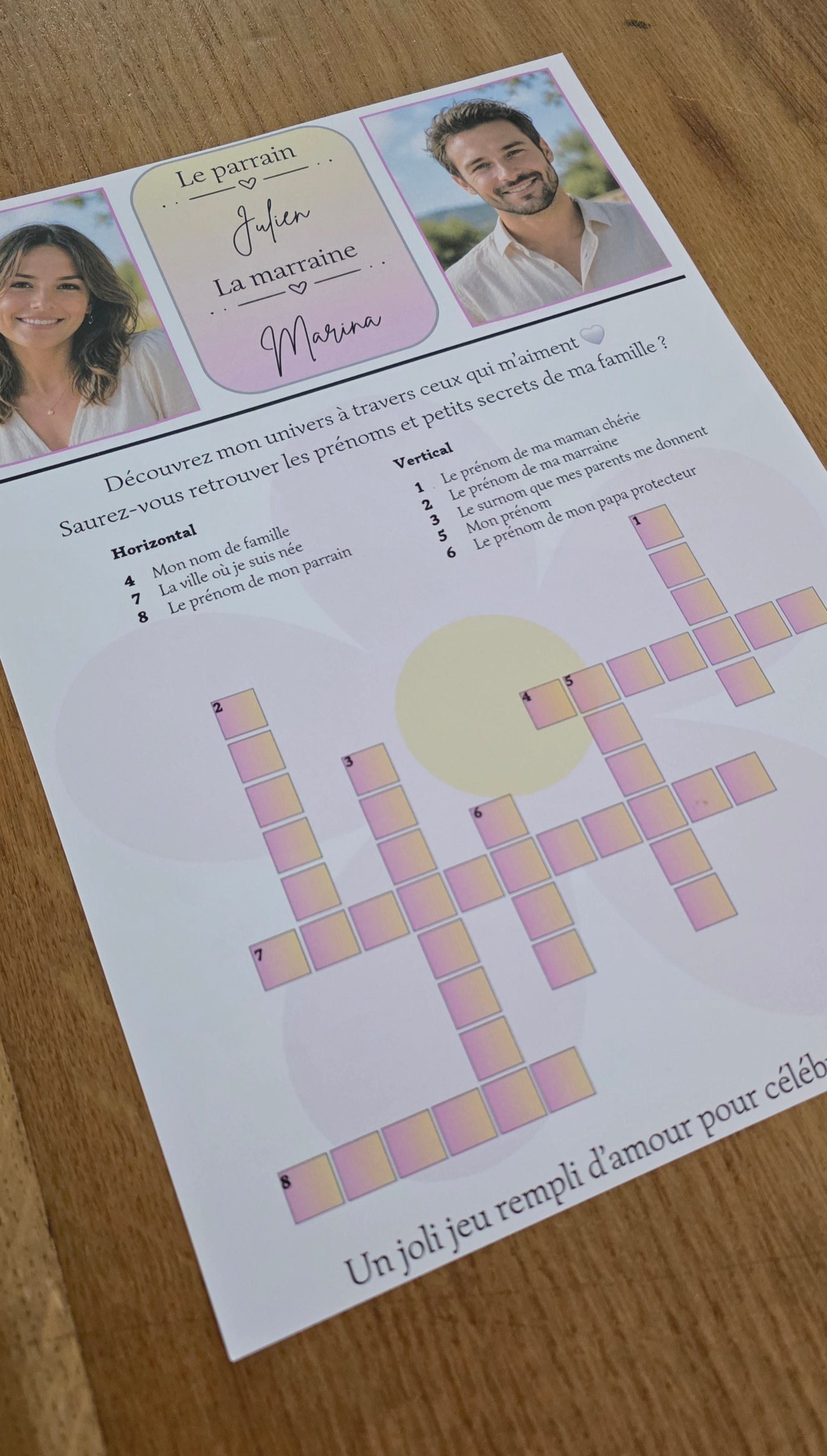 Gazette de Baptême personnalisée A4 recto verso – Souvenir unique & élégant ✨