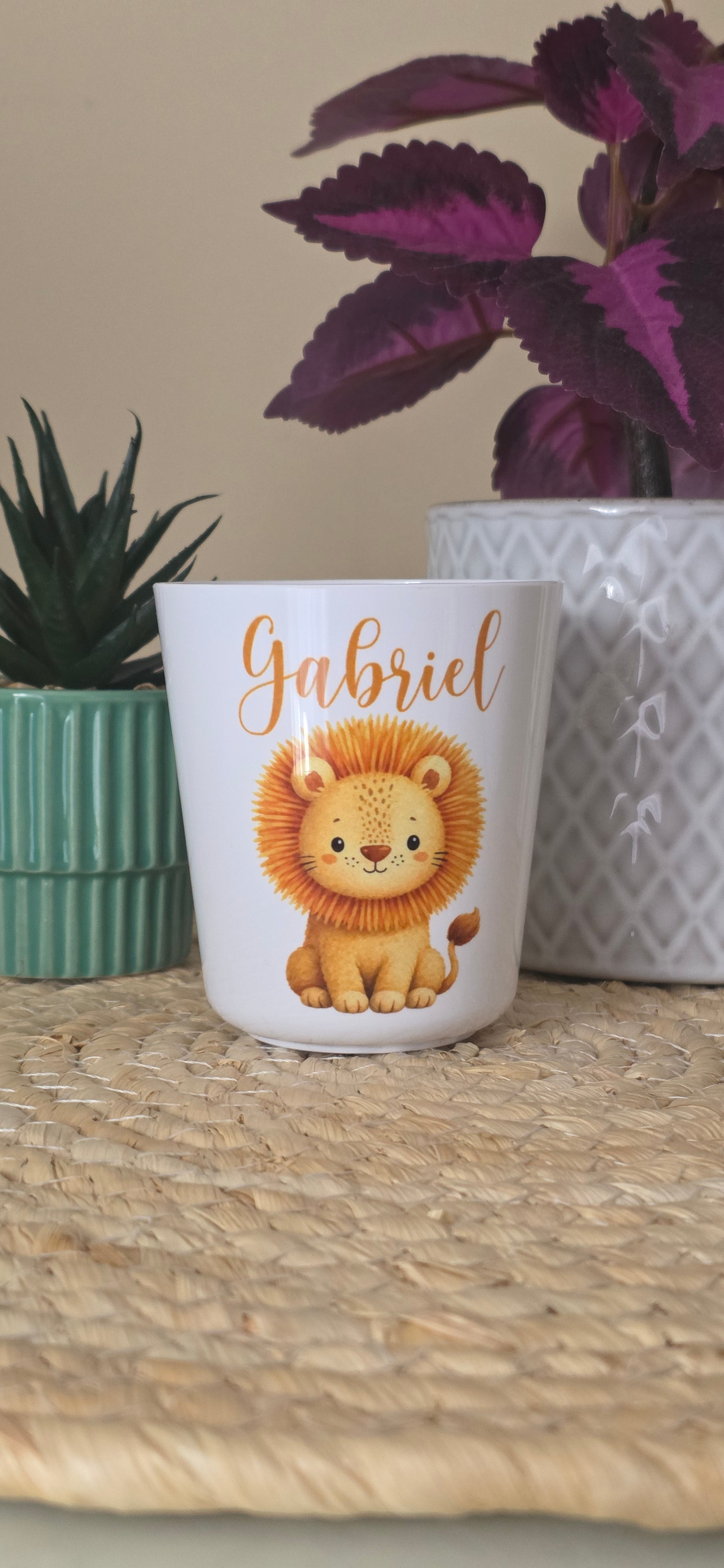 🦁 Gobelet personnalisé Lion avec prénom – 25 cl