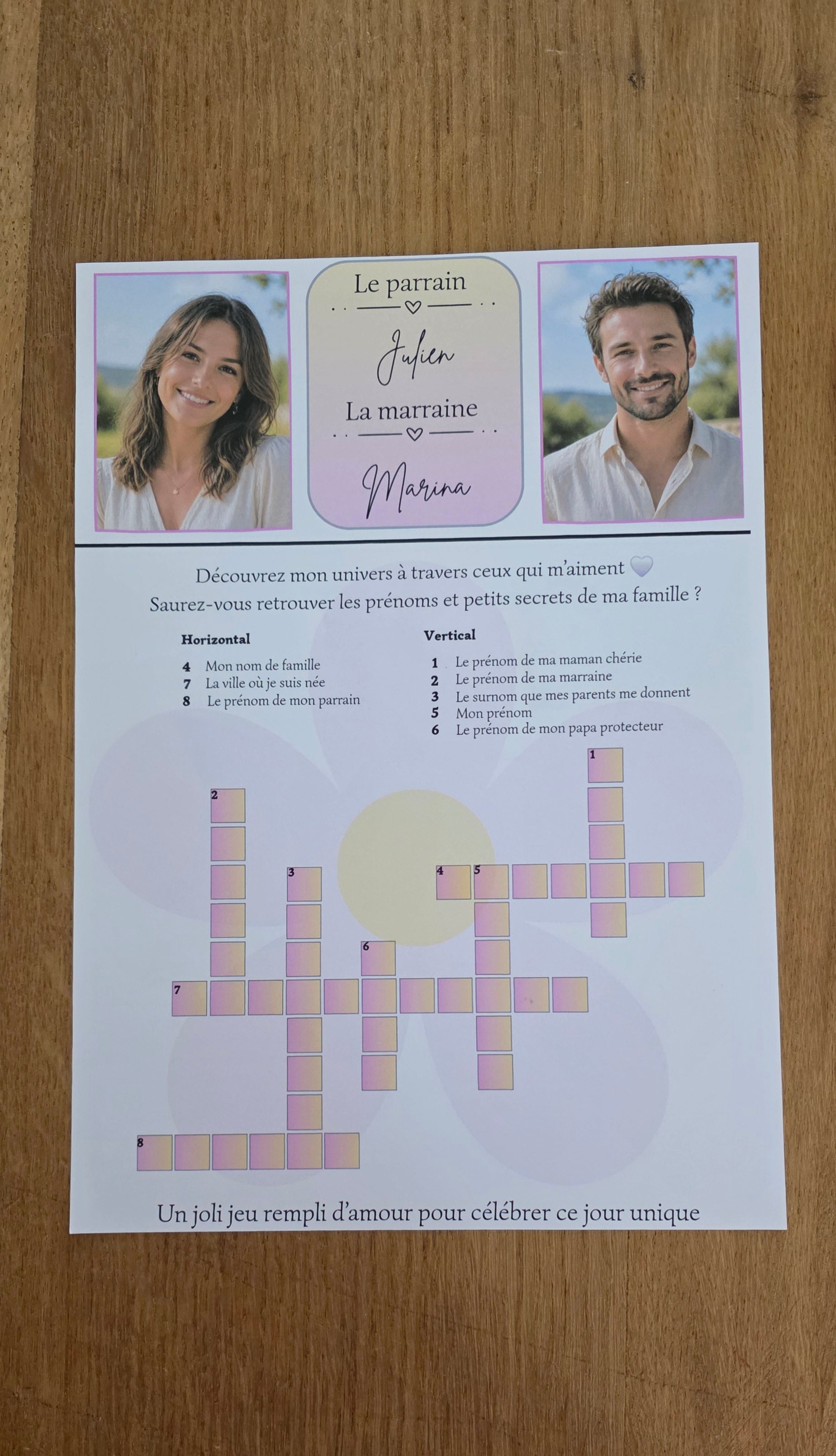 Gazette de Baptême personnalisée A4 recto verso – Souvenir unique & élégant ✨