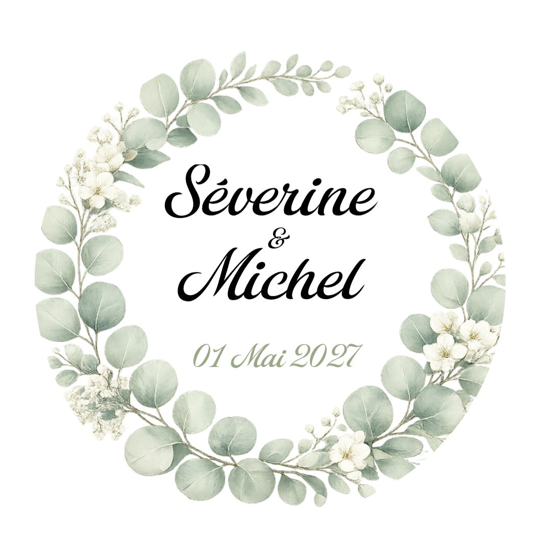 Gobelet personnalisé mariage – Couronne d'eucalyptus vert sauge