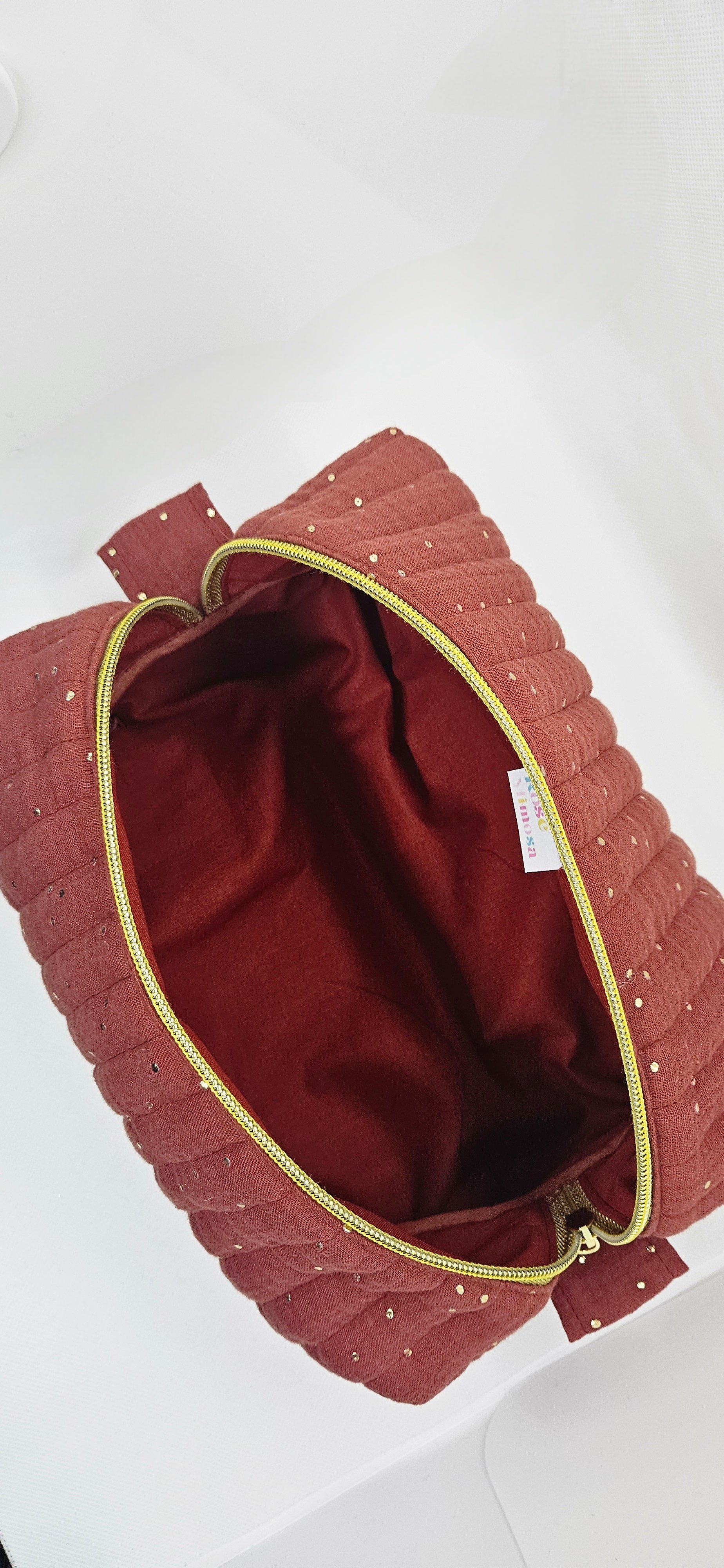 Trousse matelassée couleur terracotta
