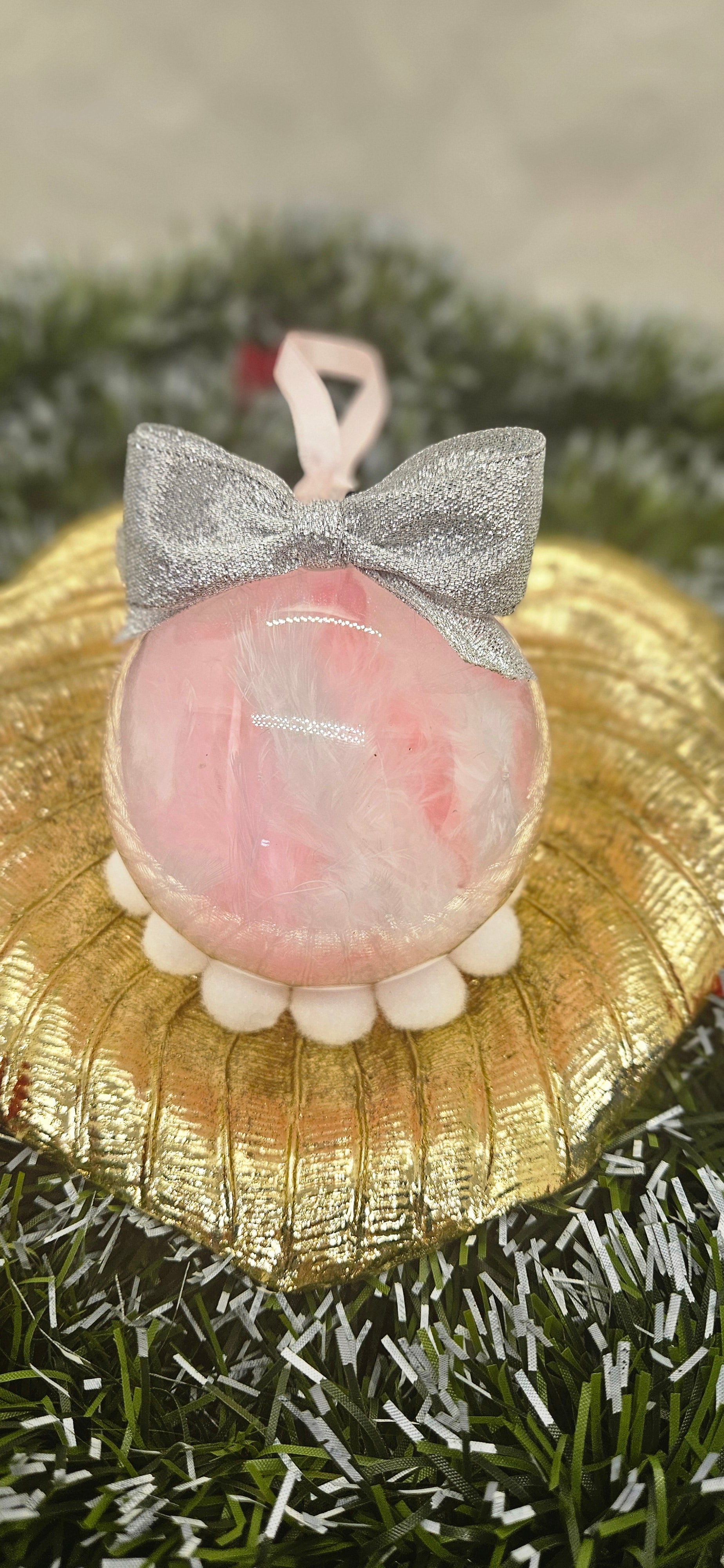 Boule plume rose