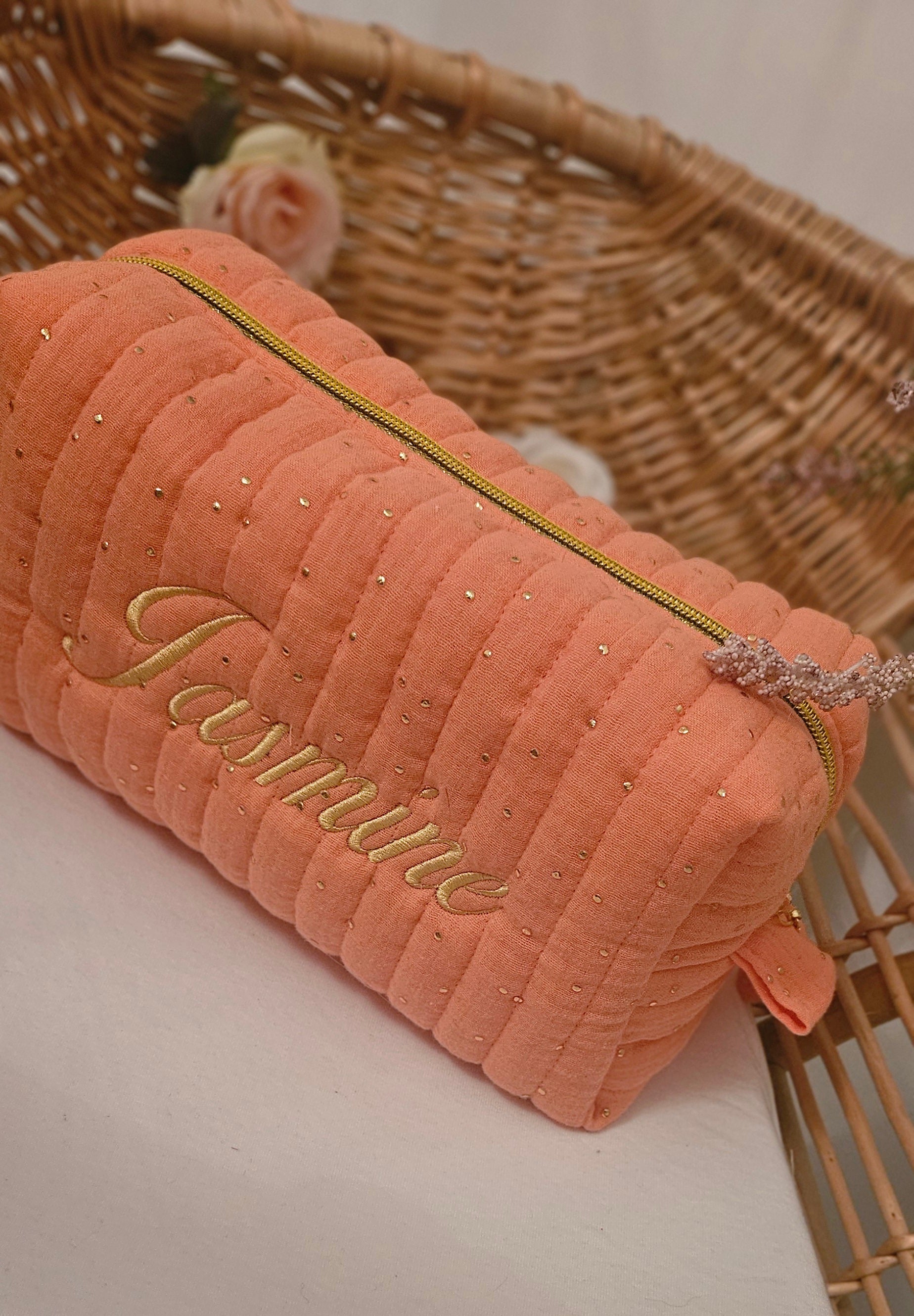 Trousse matelassée couleur Papaye