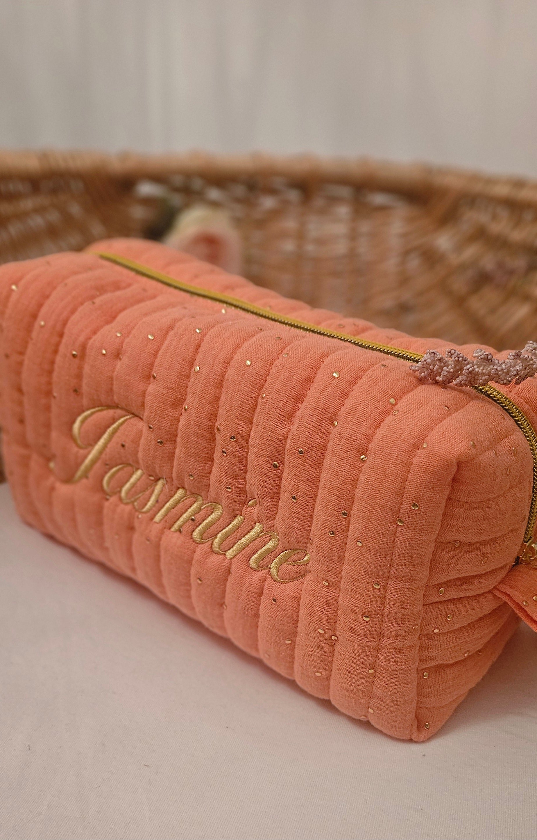 Trousse matelassée couleur Papaye