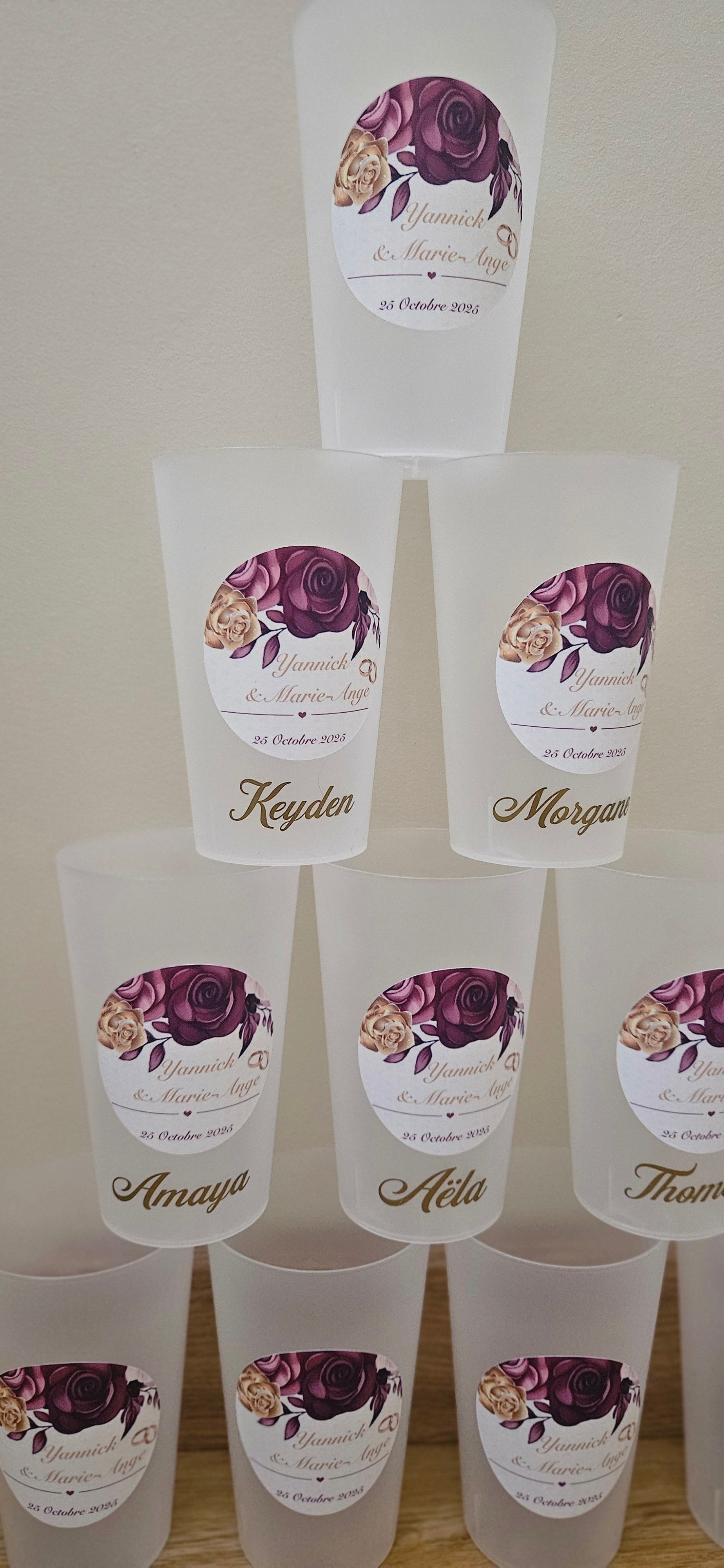 Gobelet mariage – Motif fleuri & romantique 🌹✨