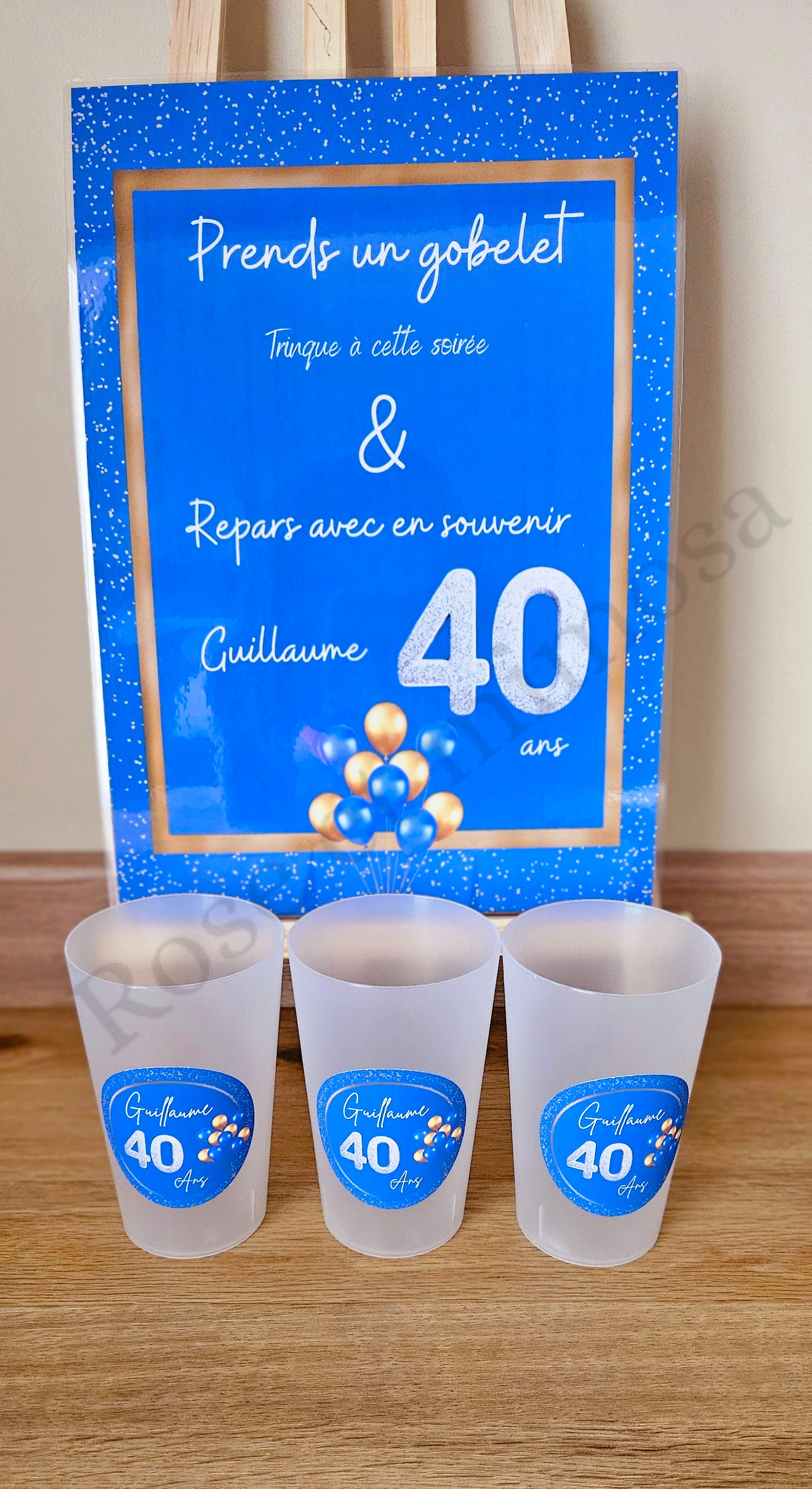 Gobelet anniversaire – Bleu royal & doré 🎉💙