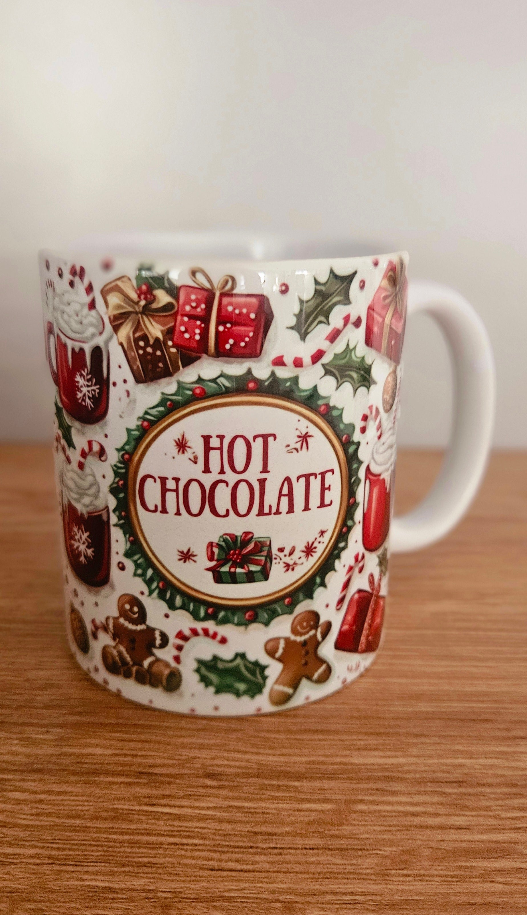 🍫 Mug “Hot Chocolate” – Douceurs de Noël (Effet 3D) 🎅