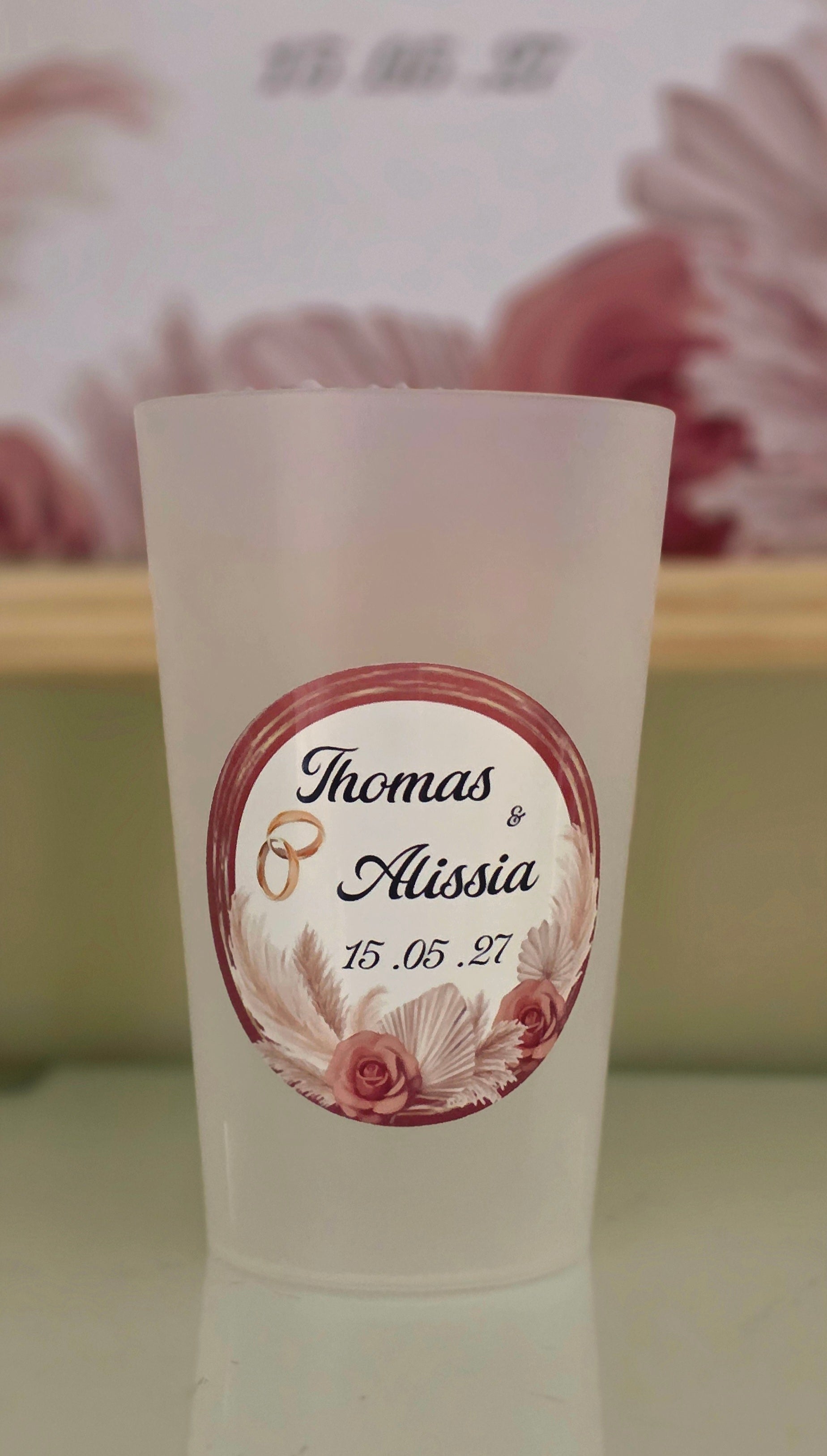 🤍 Gobelet réutilisable personnalisé mariage – Terracotta & fleurs bohèmes