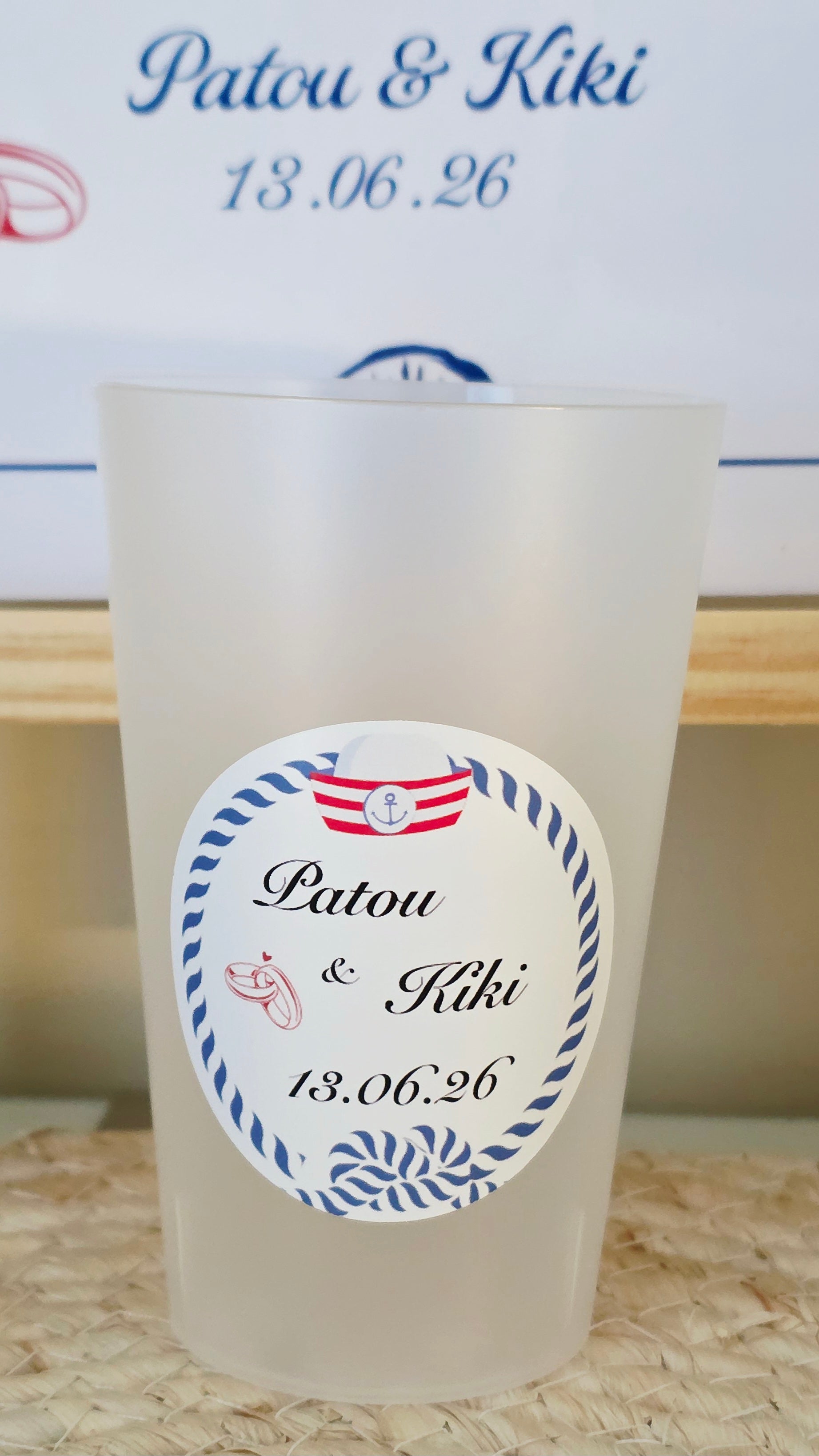 ⚓ Gobelet mariage personnalisé – Thème marin