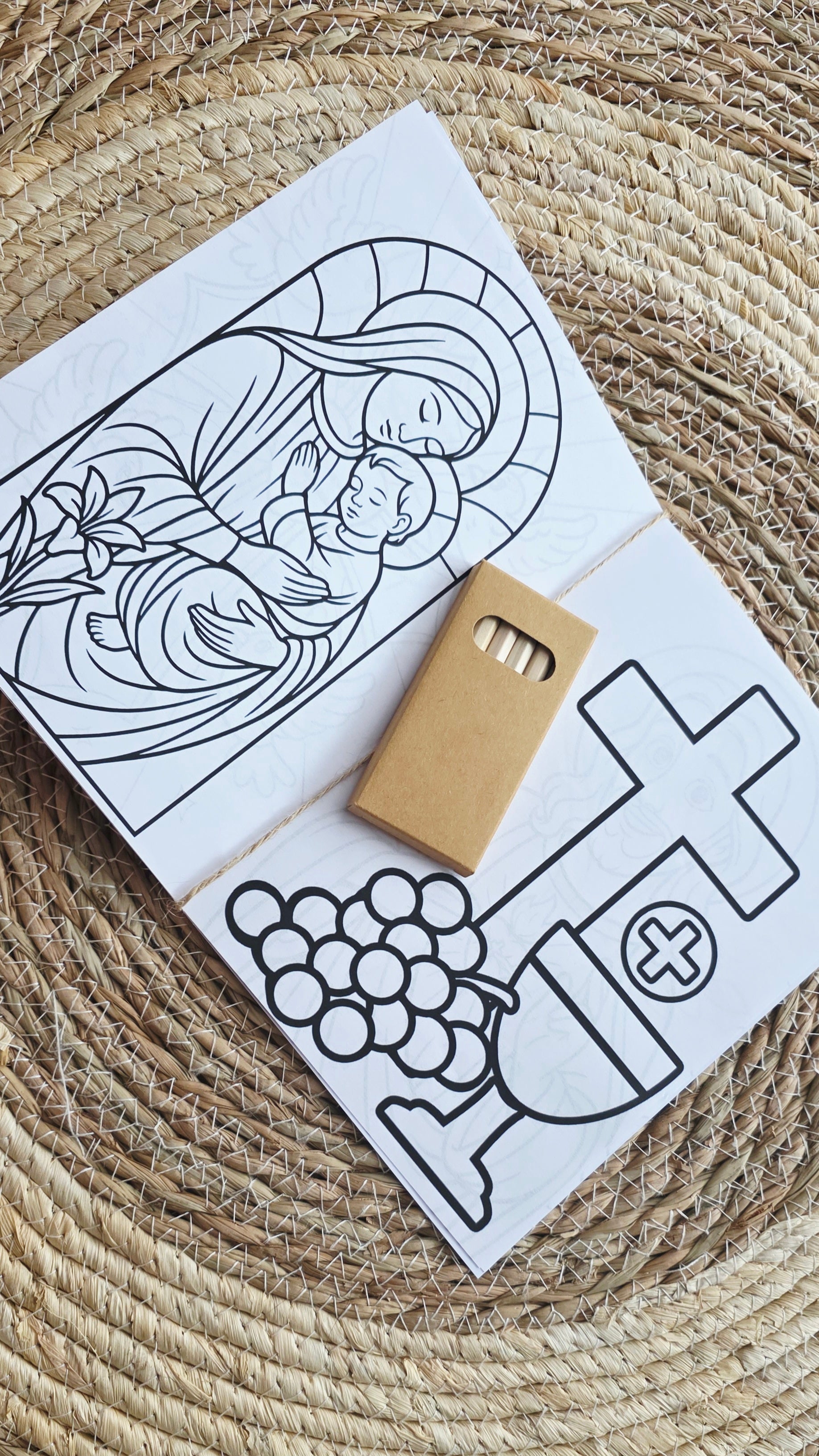 Livret de coloriage personnalisé enfant – Mariage ou Baptême avec crayons