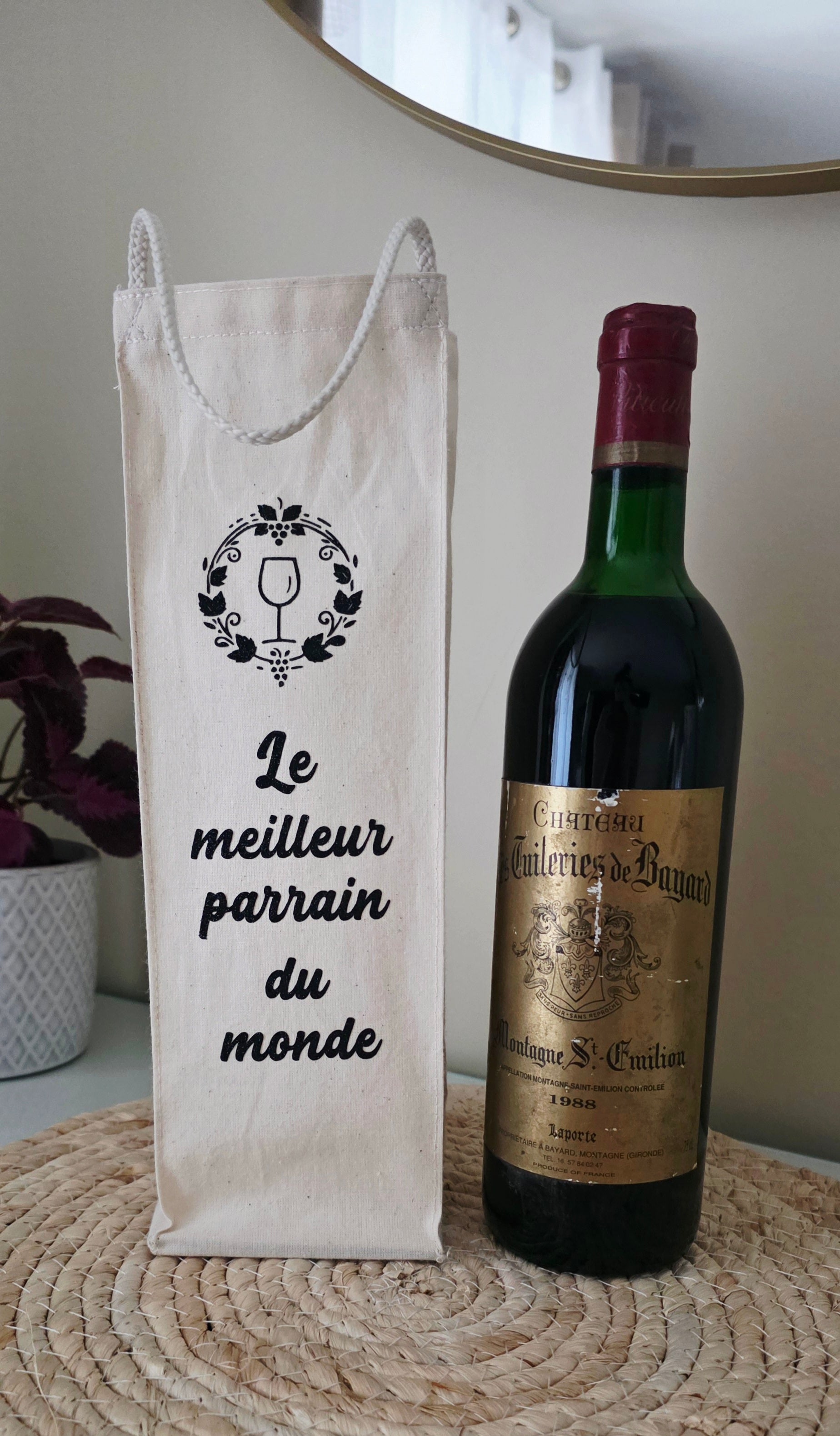 Sac à bouteille personnalisé 🍷 | Cadeau parrain, tonton, papa…
