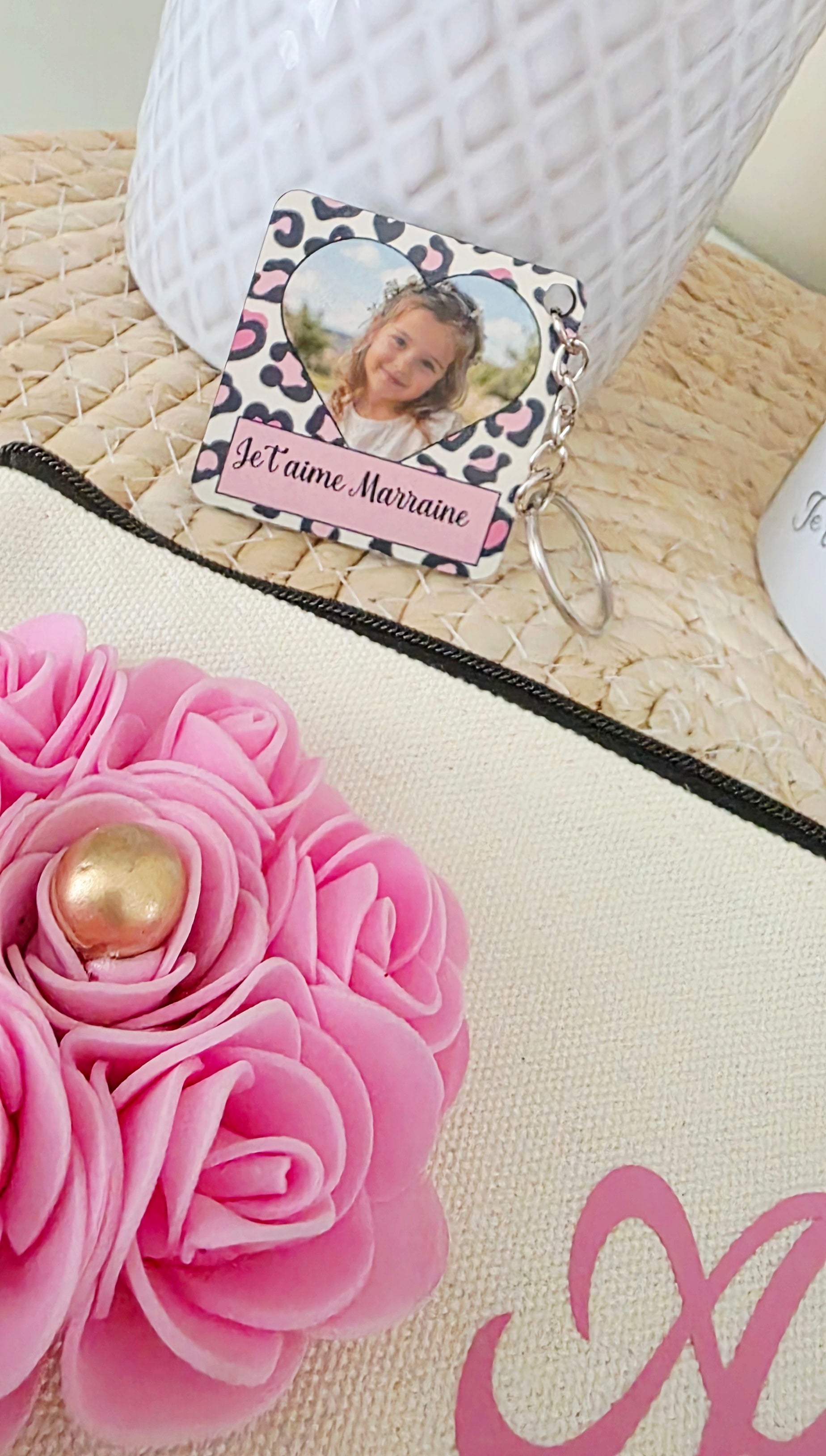 Coffret personnalisé Marraine 🎀 | Mug cœur, trousse & porte-clé