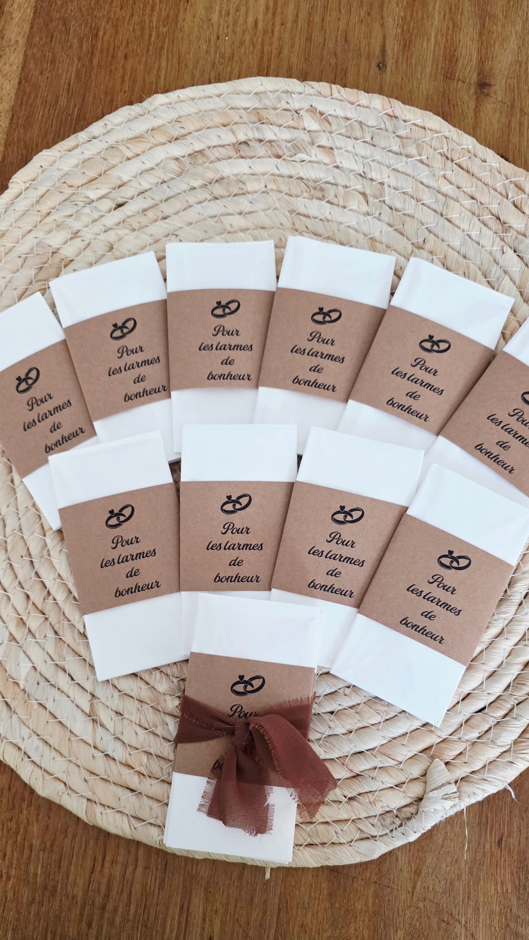 Mouchoirs “Pour les larmes de bonheur” – Cadeau invités mariage & cérémonie LOT DE 5