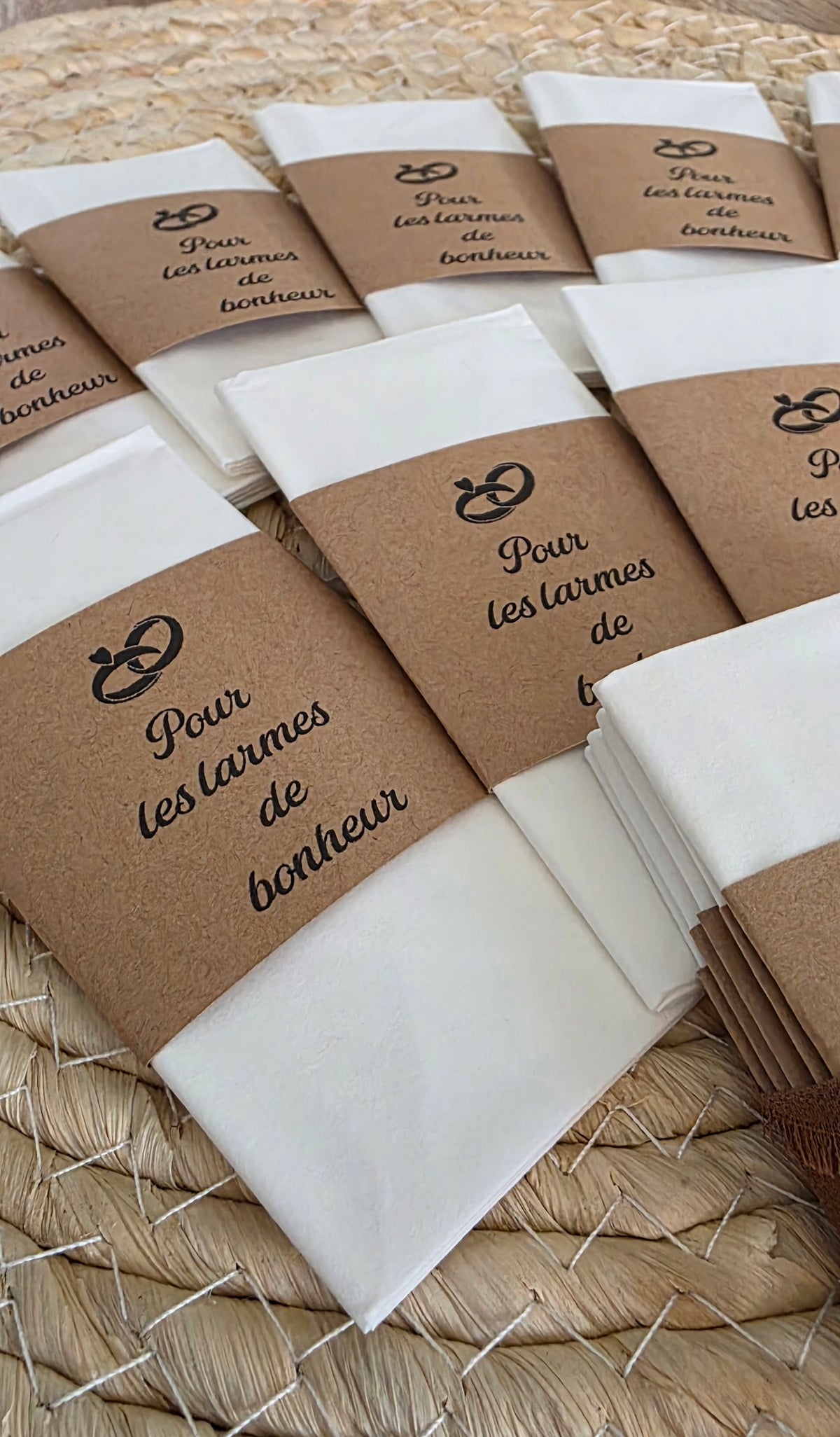 Mouchoirs “Pour les larmes de bonheur” – Cadeau invités mariage & cérémonie LOT DE 5
