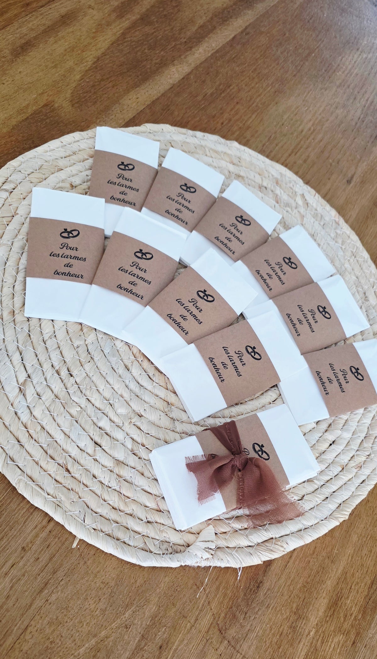 Mouchoirs “Pour les larmes de bonheur” – Cadeau invités mariage & cérémonie LOT DE 5