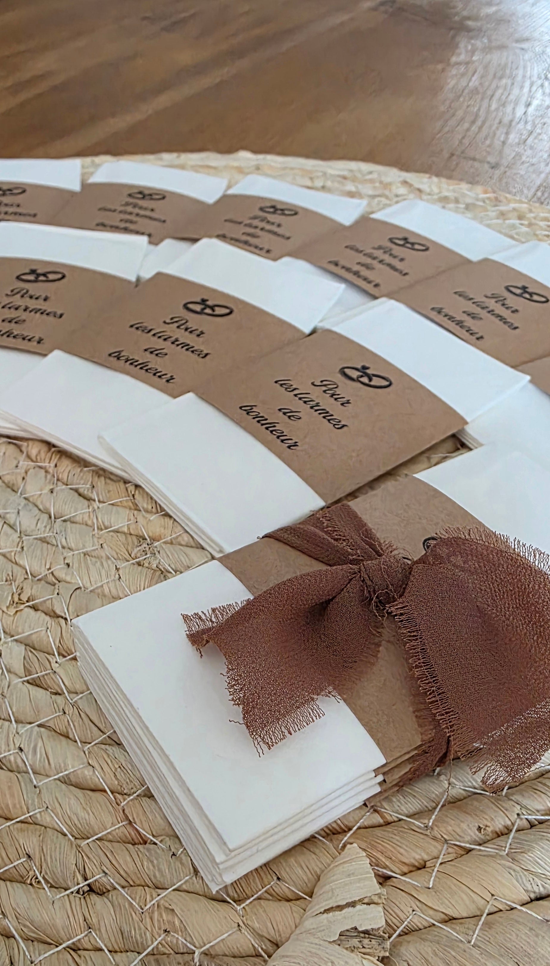 Mouchoirs “Pour les larmes de bonheur” – Cadeau invités mariage & cérémonie LOT DE 5