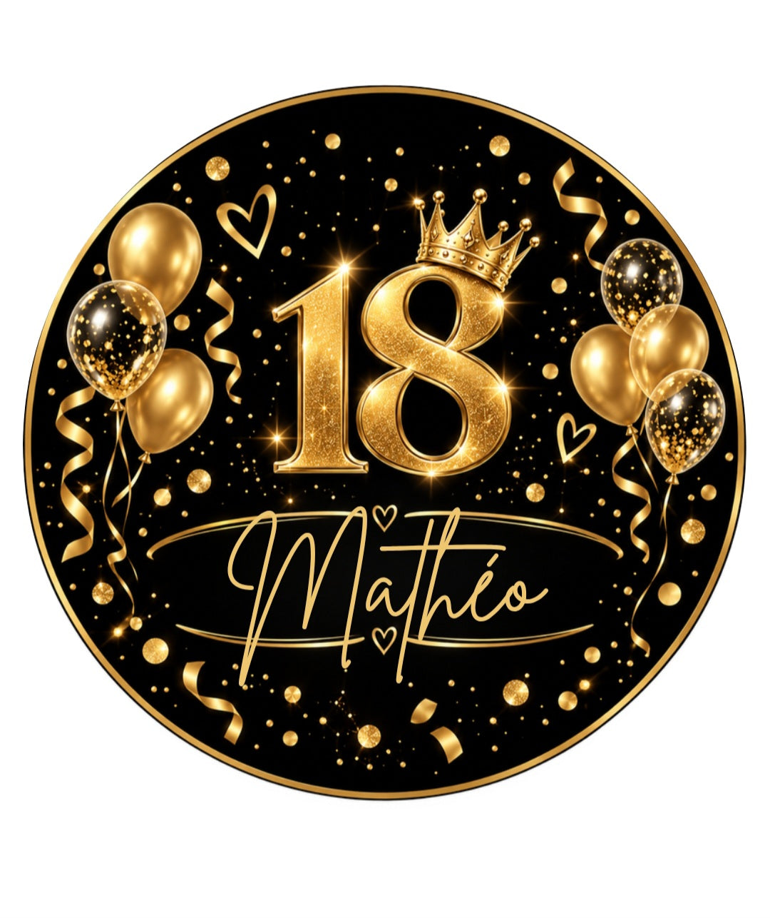 🎉 Gobelet personnalisé anniversaire 18 ans – Noir et or 🎉