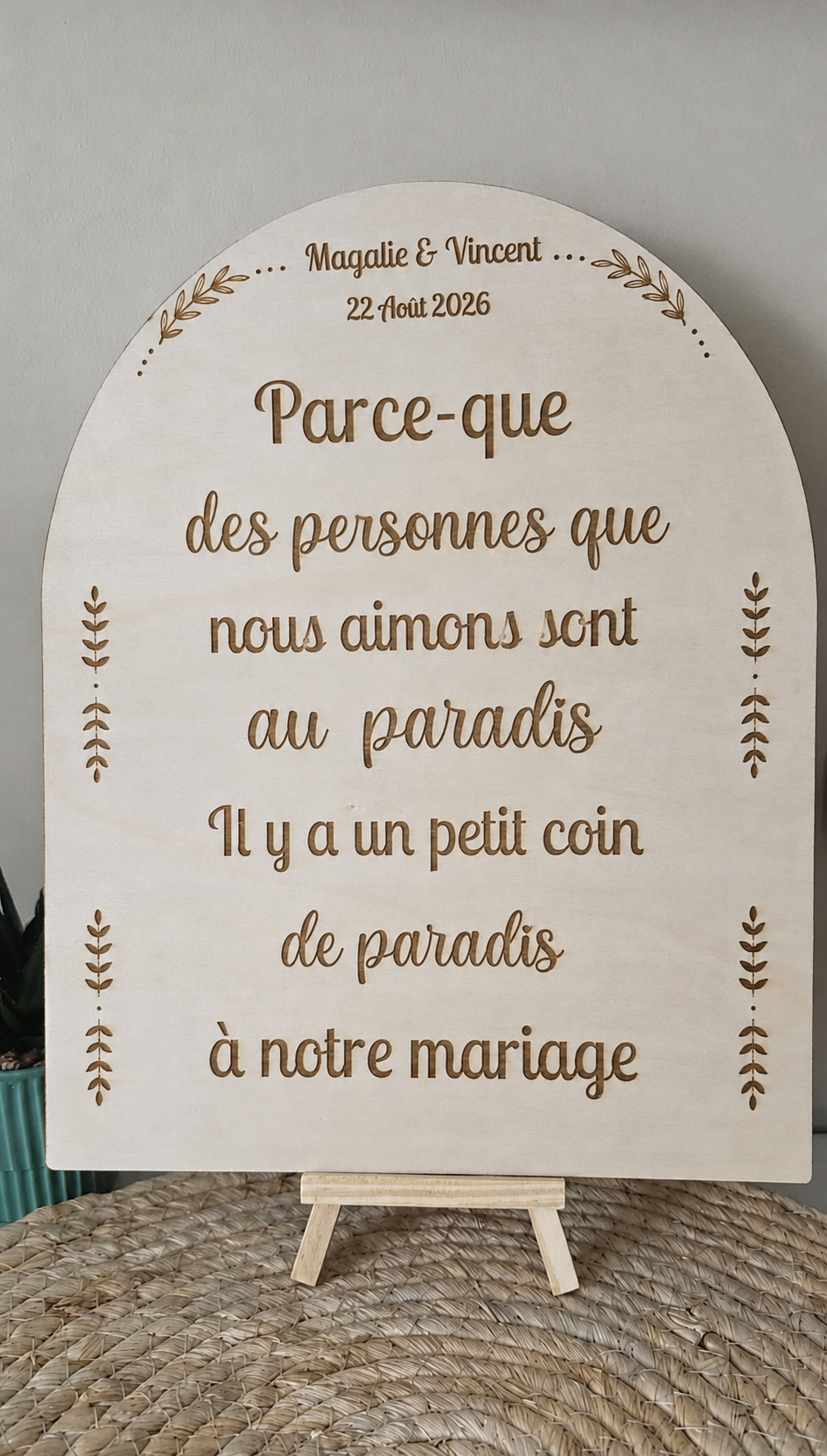 Panneau Hommage Défunts Personnalisé en Bois – Mariage, Baptême & Cérémonie