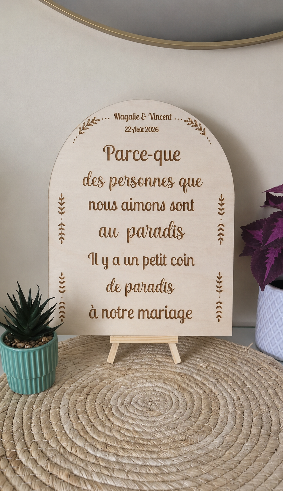 Panneau Hommage Défunts Personnalisé en Bois – Mariage, Baptême & Cérémonie